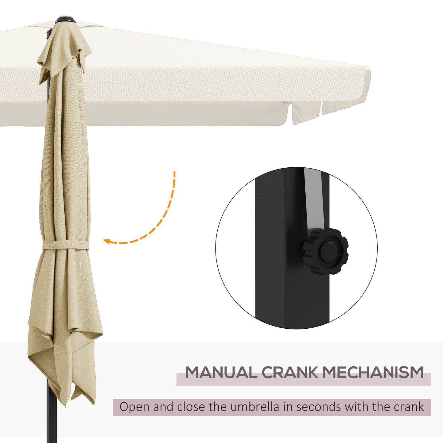 3(m) Cantilever Roma Parasol, Hanging Garden Parasol, Aluminium Square Patio Umbrella with Crank Handle and Tilt, Sun Shade
