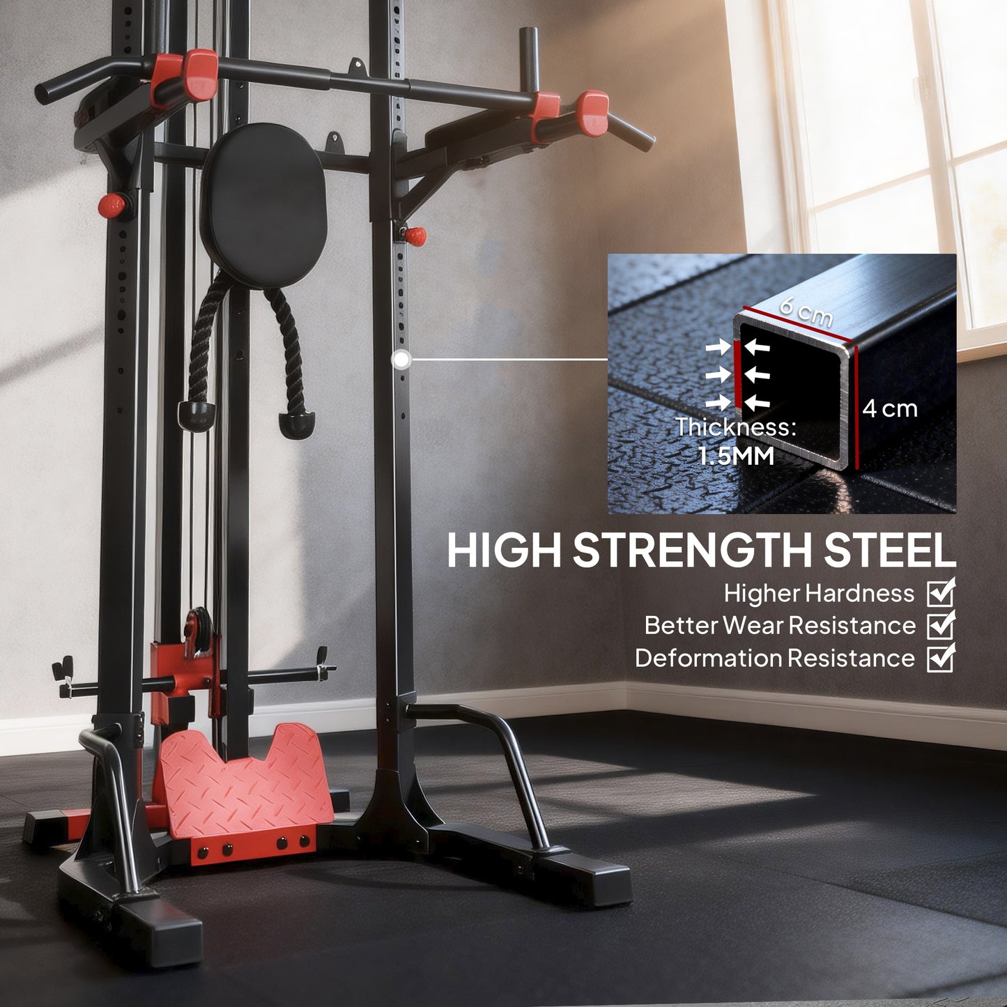 Power Tower with Lat Pull Down Machine, Pull Up Bar, Dip Station