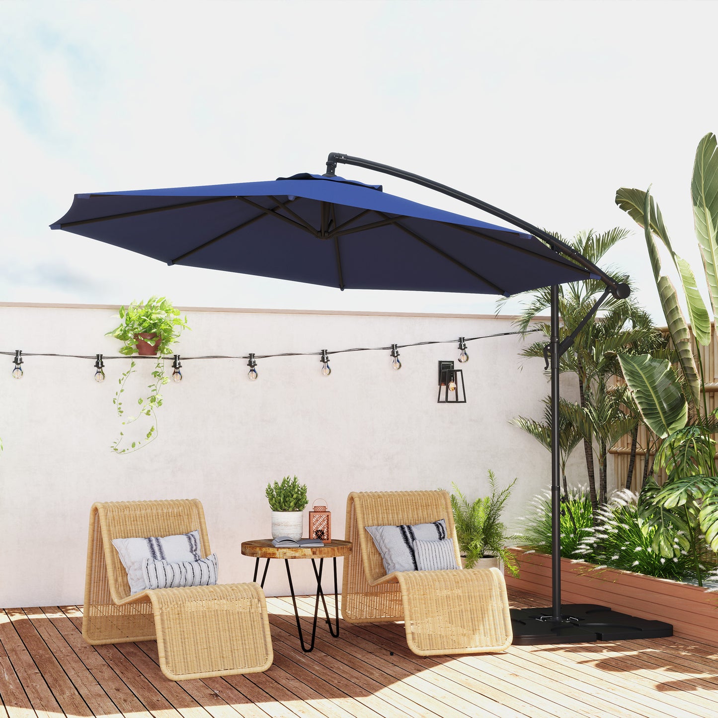 3(m) Banana Parasol Cantilever Umbrella Garden w/ Base Weights