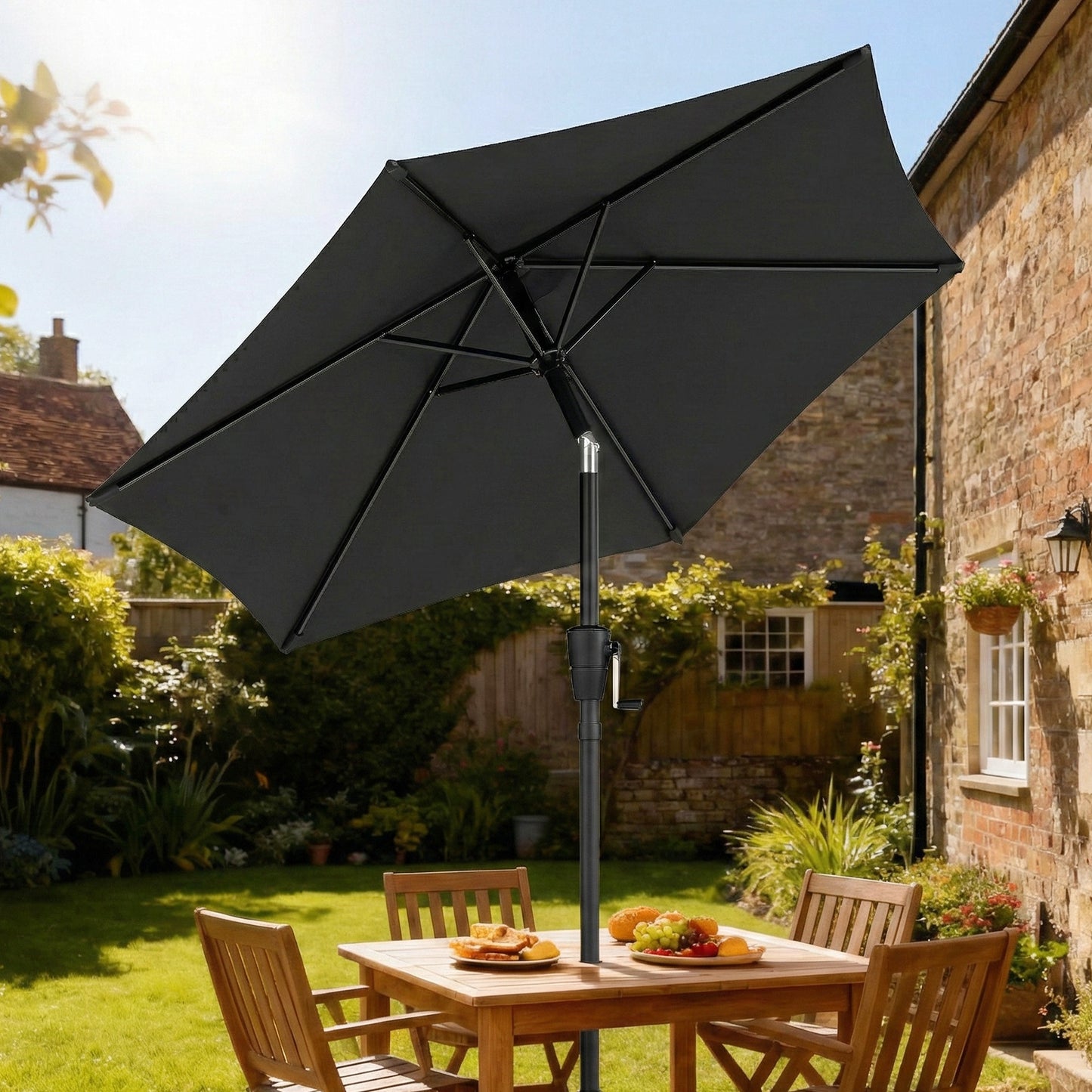 Garden Parasol, 2m Outdoor Table Parasol Umbrella with Tilt