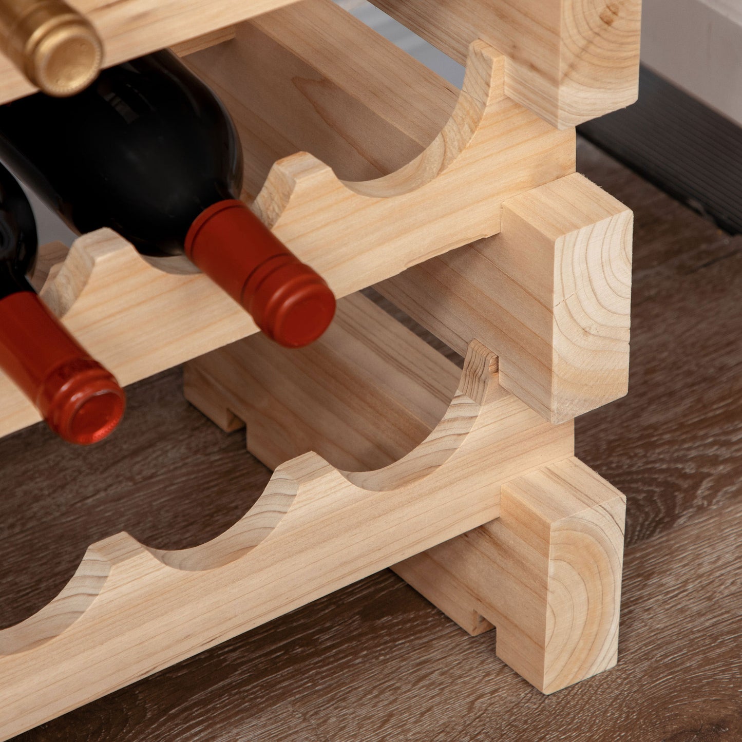 36 Bottle Shelf Wine Rack Holder Standing Holds Storage Fir Wood Cellar