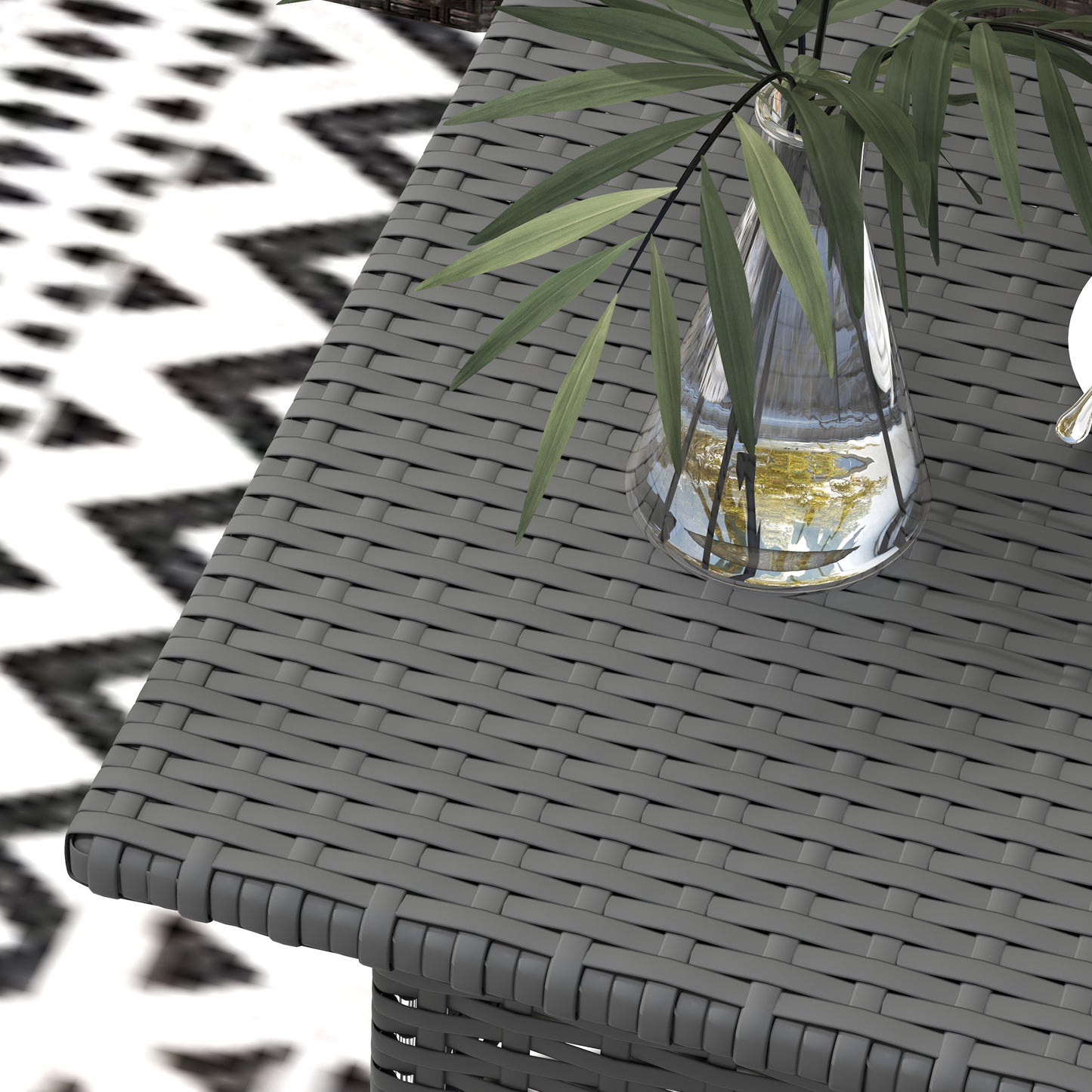 PE Rattan Outdoor Coffee Table, Easy Match Rattan Side Table, Grey