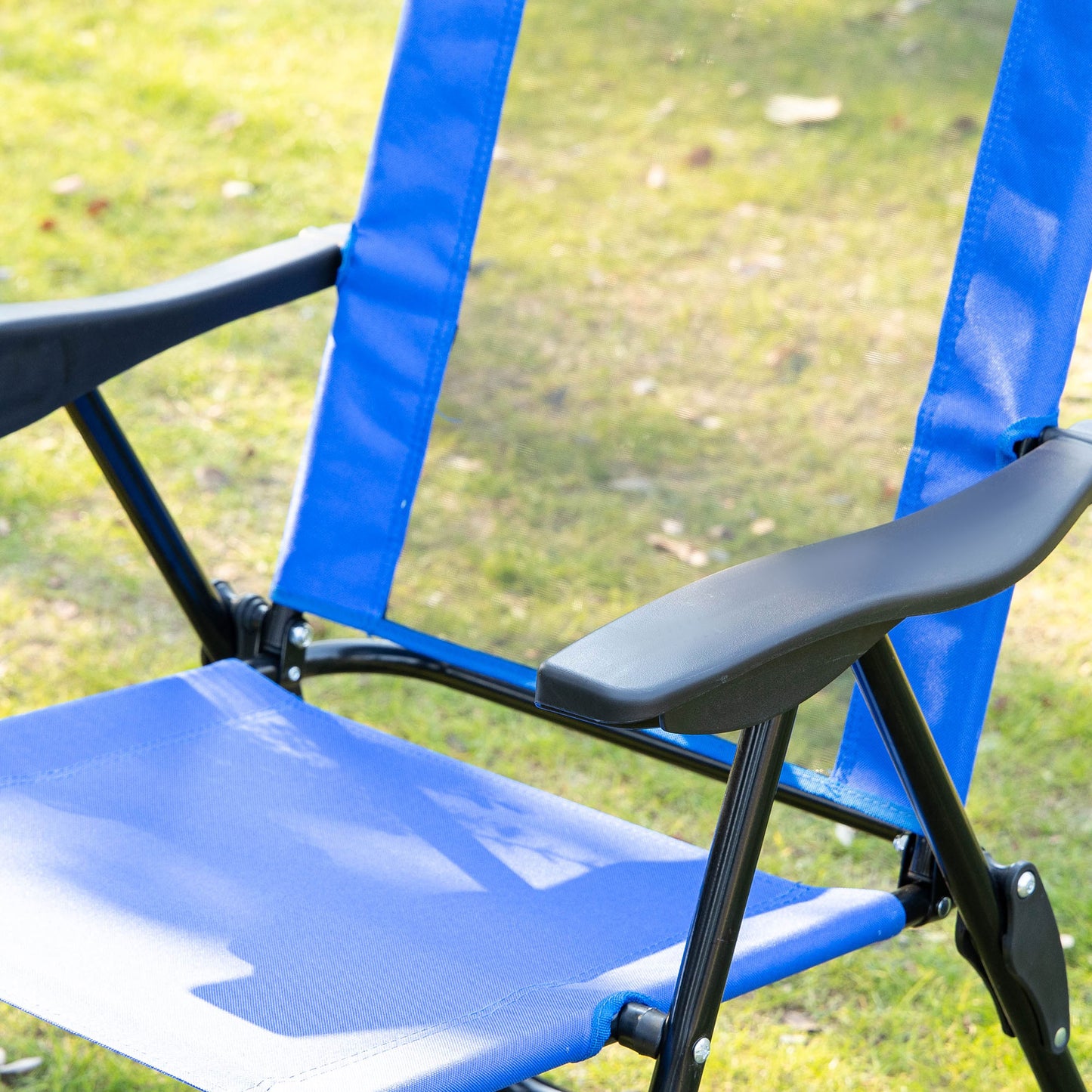Garden Chairs Set of 2 Folding Camping Chair Recliners, Blue