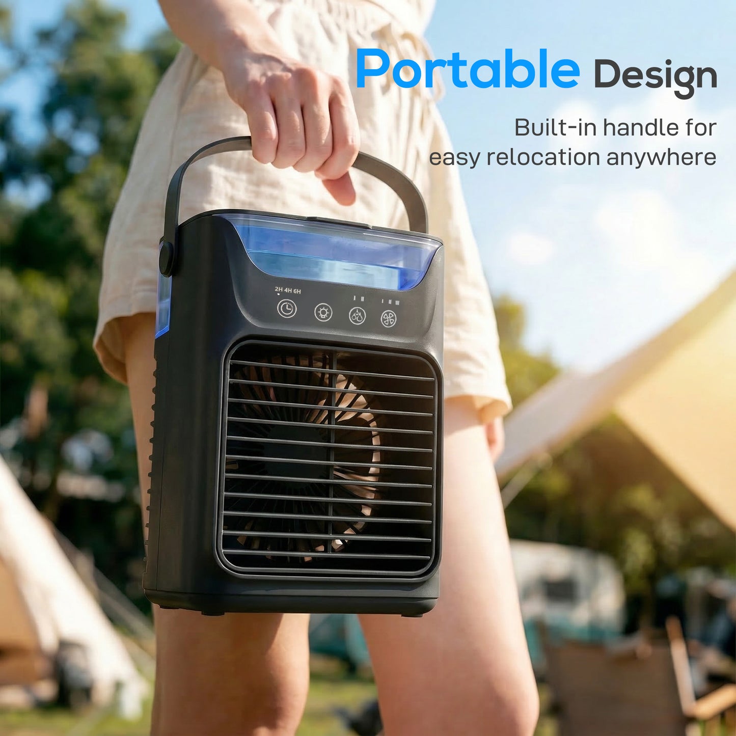 4-in-1 Mini Air Cooler, Portable Air Conditioner for Bedroom, Black