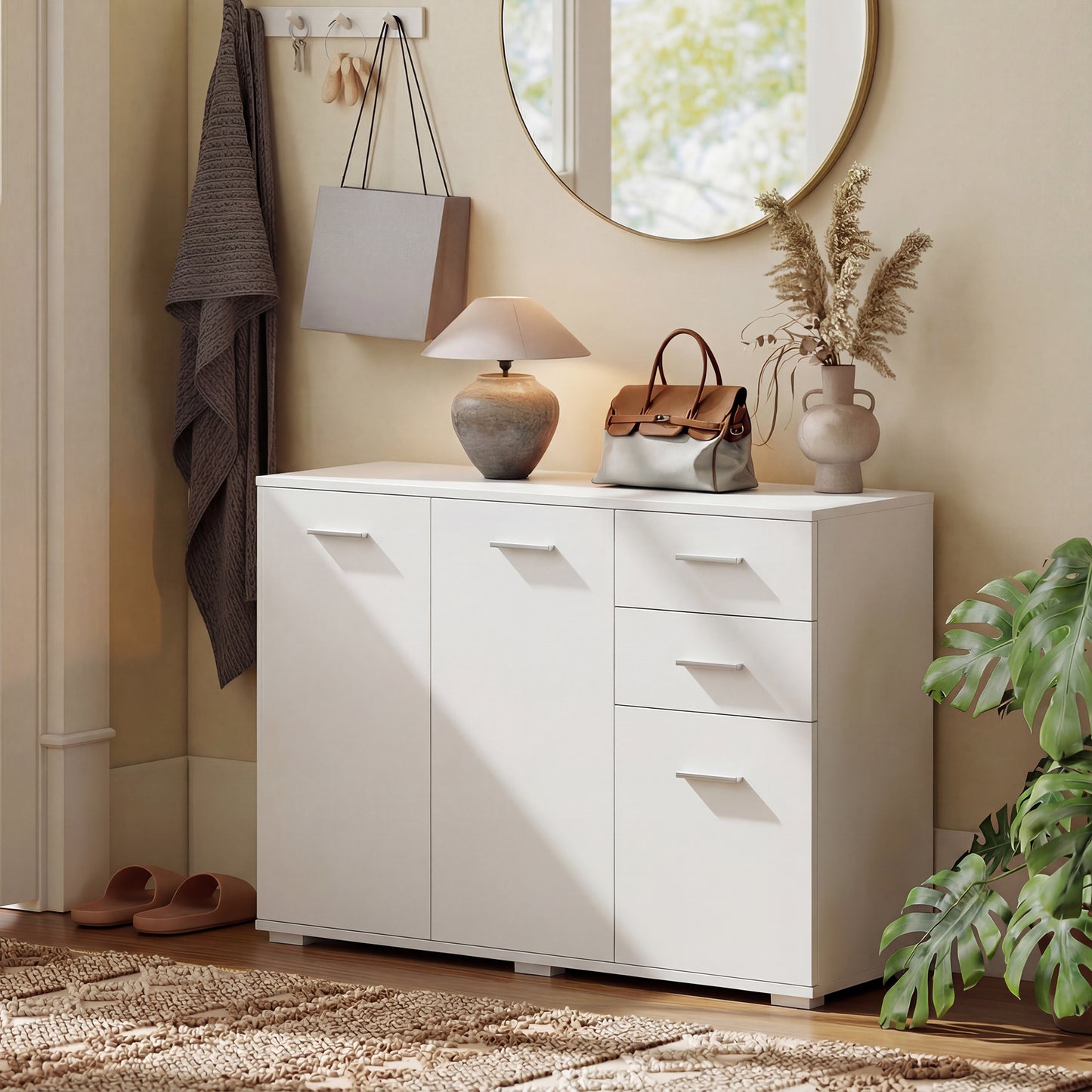 Modern Sideboard Kitchen Storage Cabinet, White