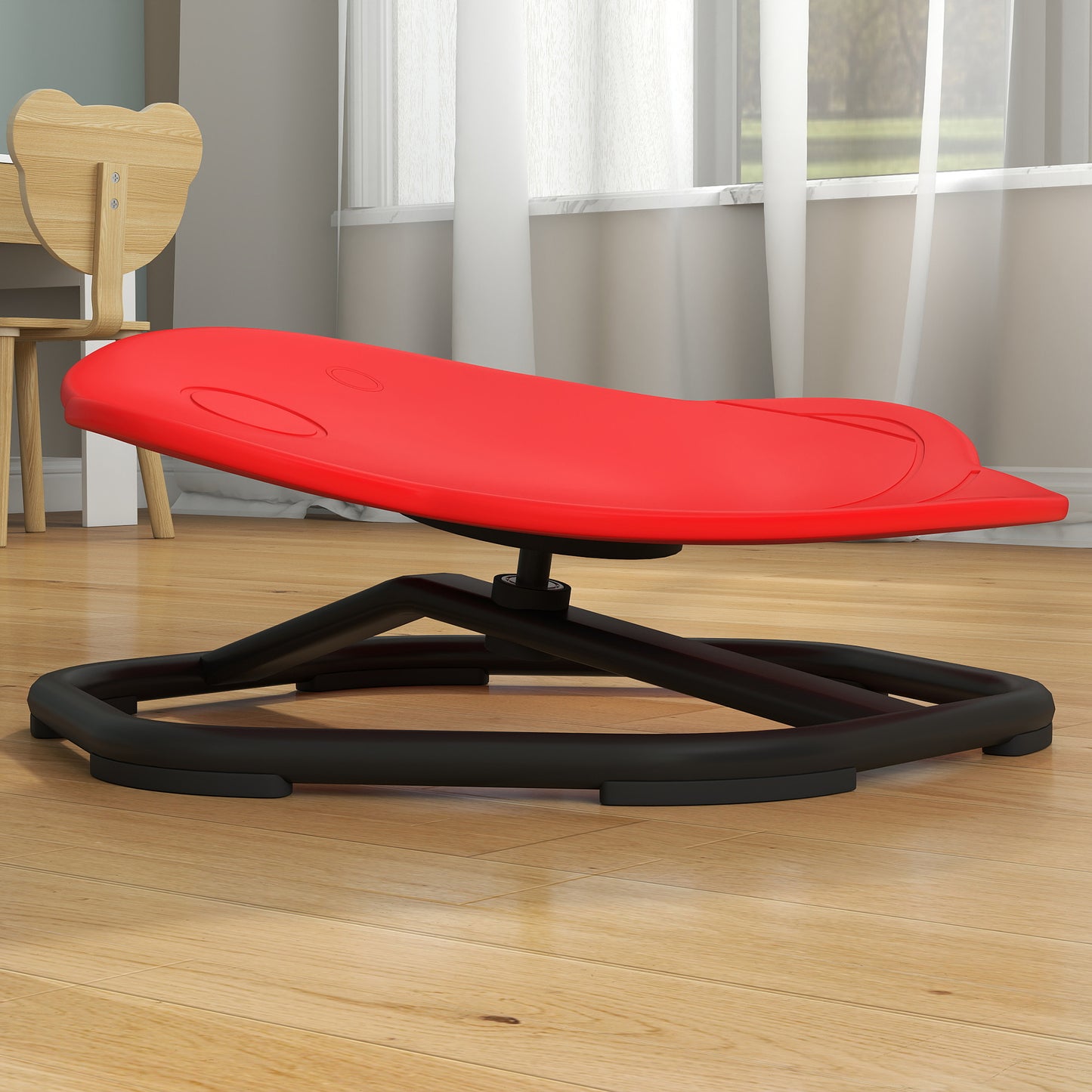 Planet-Shaped Kids Swivel Chair, Sensory Spinning Chair, Red