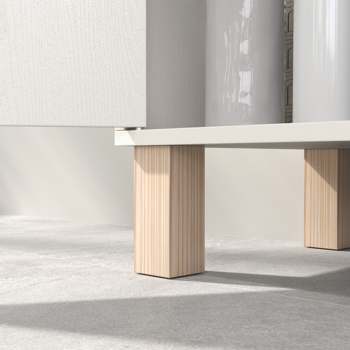 Under Sink Bathroom Cabinet for Basin without Pedestal, Cream White