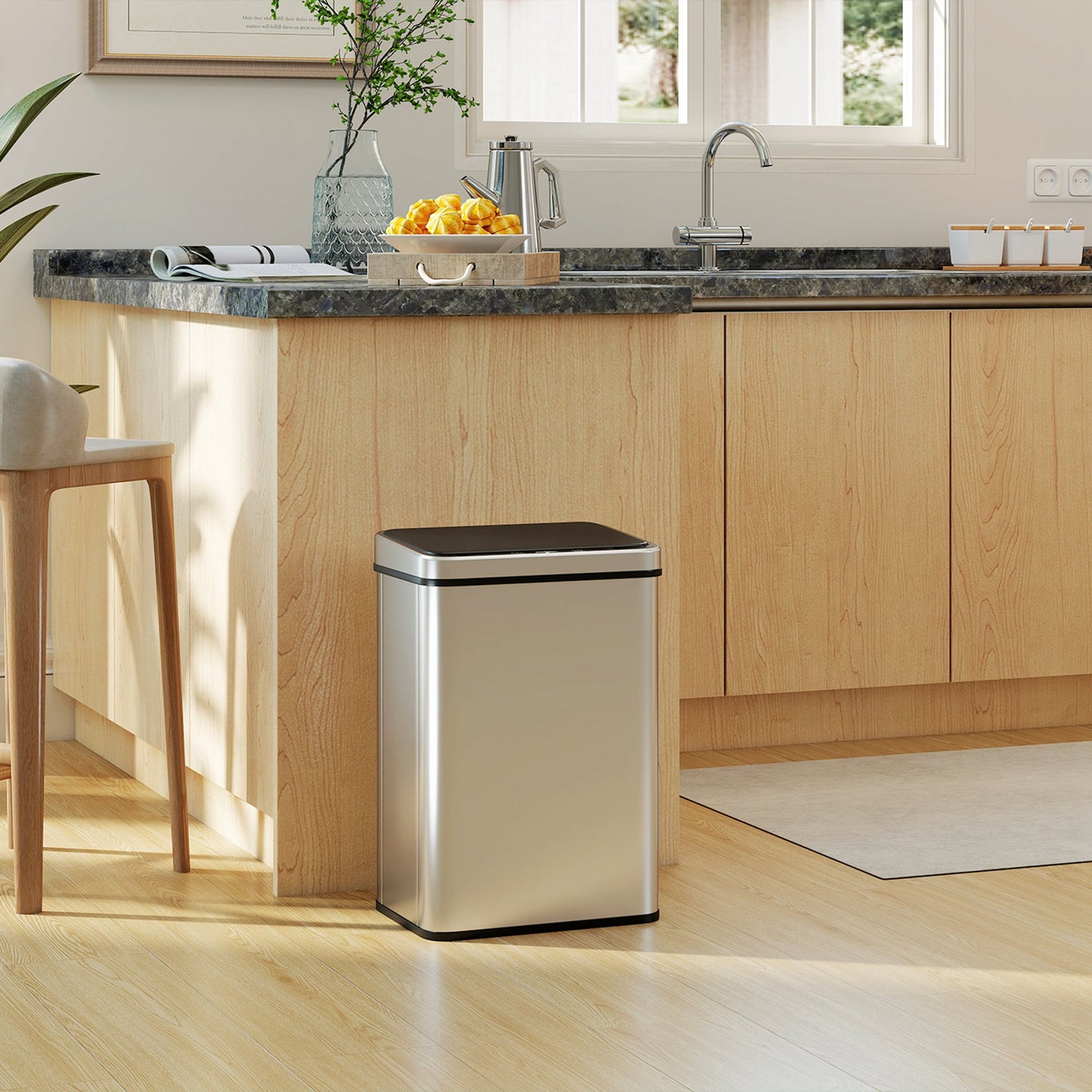 Kitchen Bin with Fast Motion Sensor, 40L Stainless Steel Sensor Bin