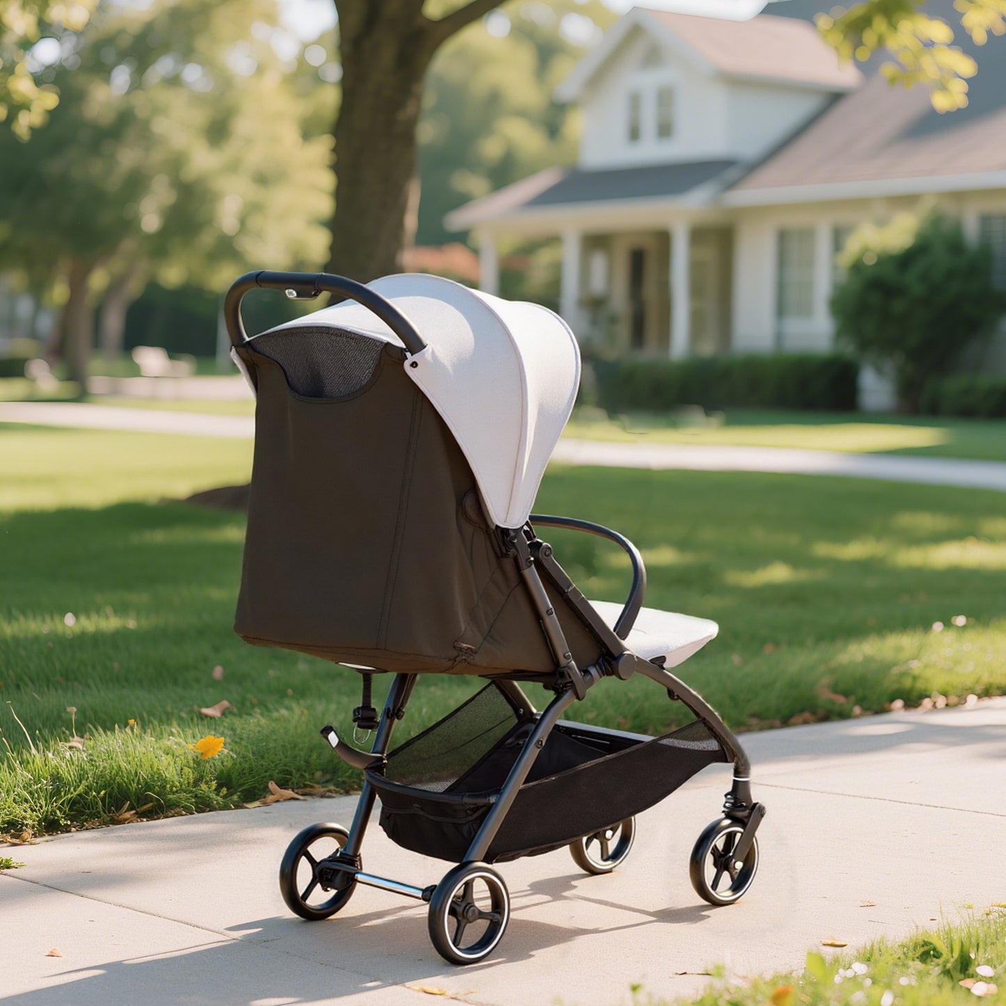 Travel Stroller with Easy Folding, Lightweight Pushchair Light Grey