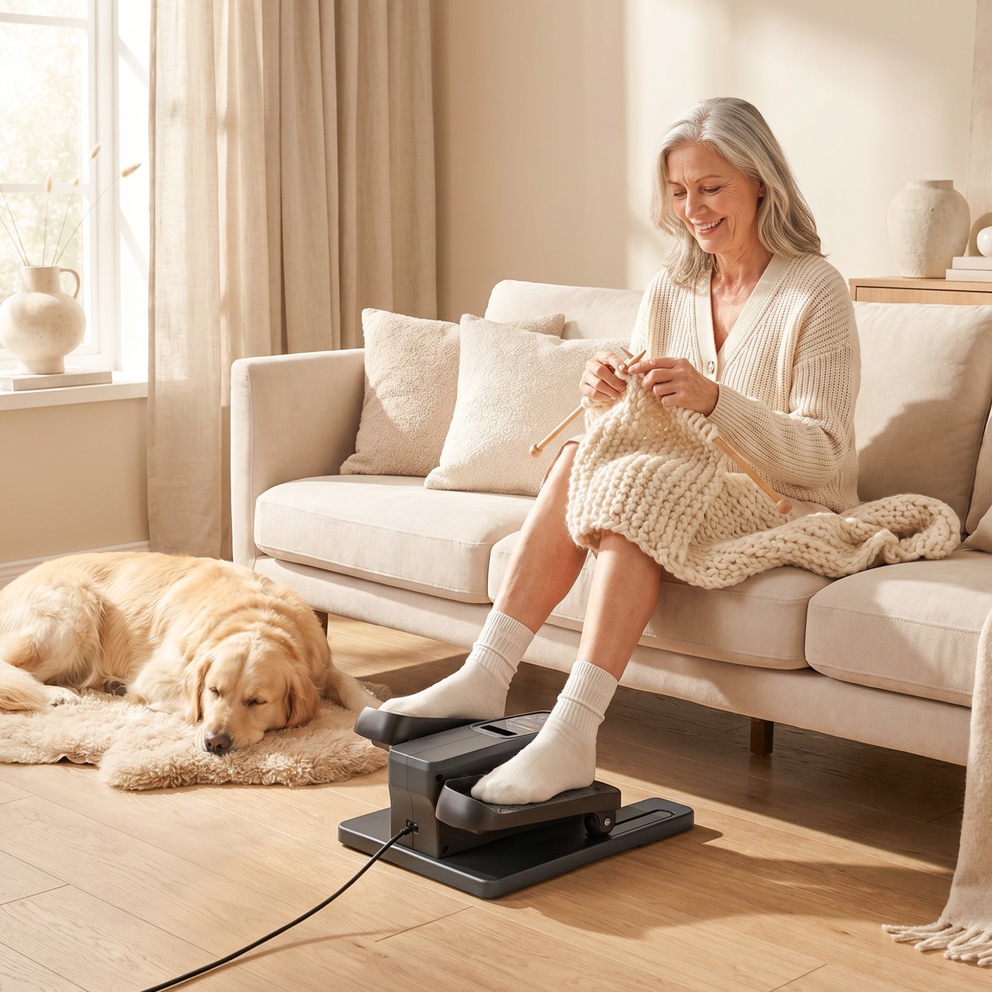 Under Desk Elliptical Machine, Electric Elliptical Machine for Seniors with Manual/Auto Mode, 12 Adjustable Speed, Portable Seated Pedal Exerciser with Remote Control & LED Monitor for Home