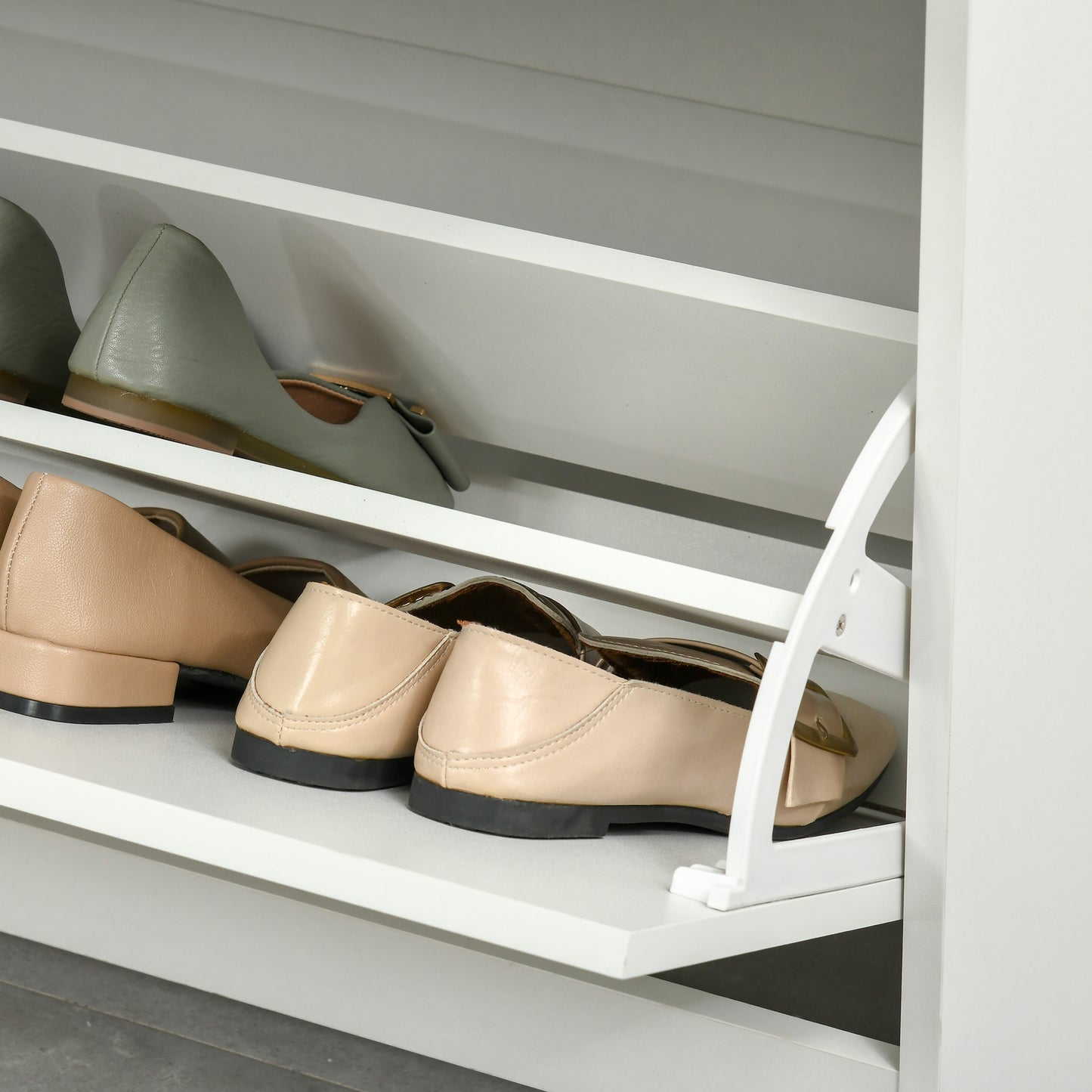 Tipping Shoe Cabinet Hall Organizer with Flip Drawers for Entry 16 Pairs