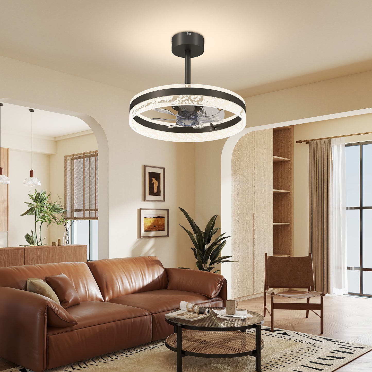 Ceiling Fan Light with 3 Colour, Timer, Reversible, Remote, Black