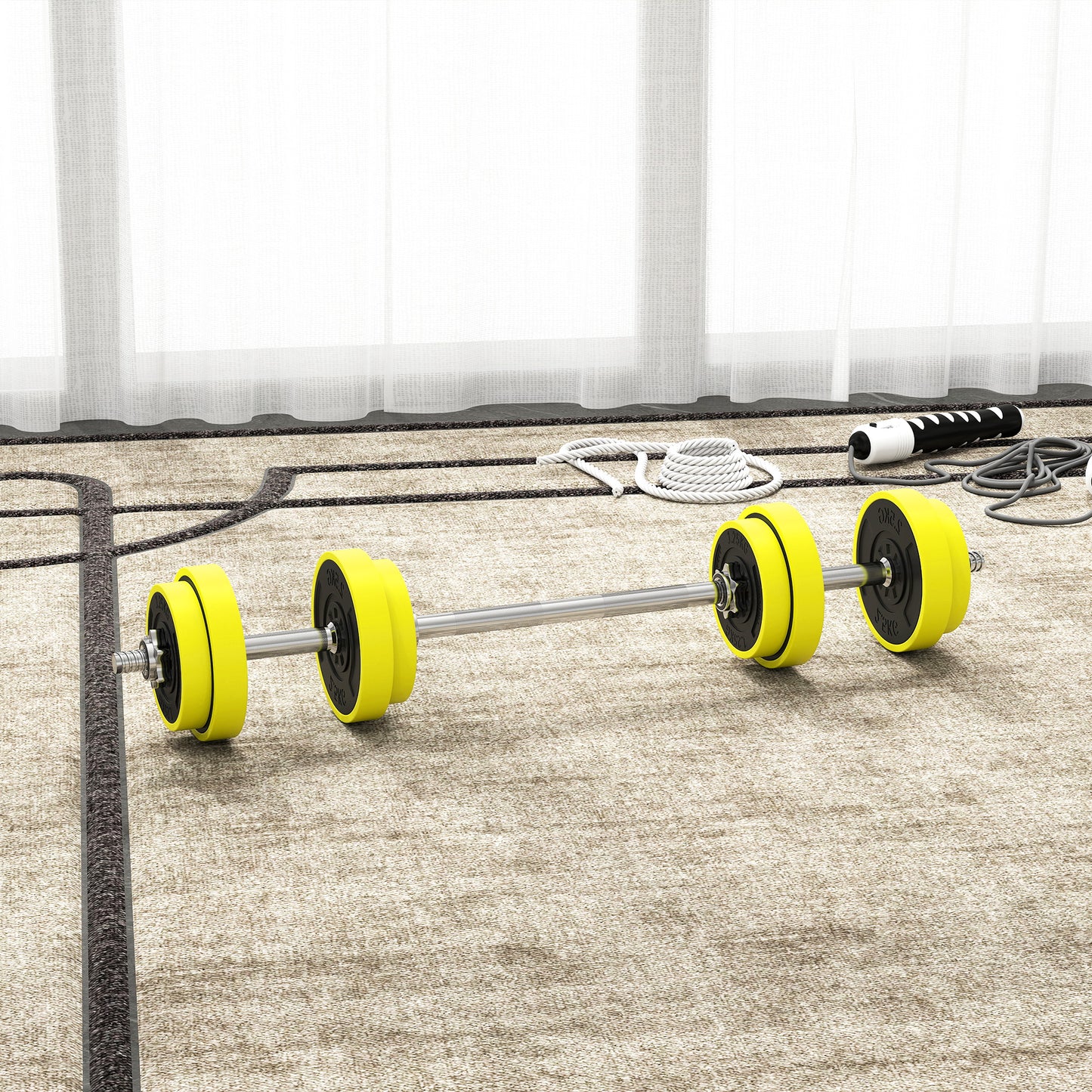 Adjustable 20KGS Barbell & Dumbbell Set for Home Gym, Yellow