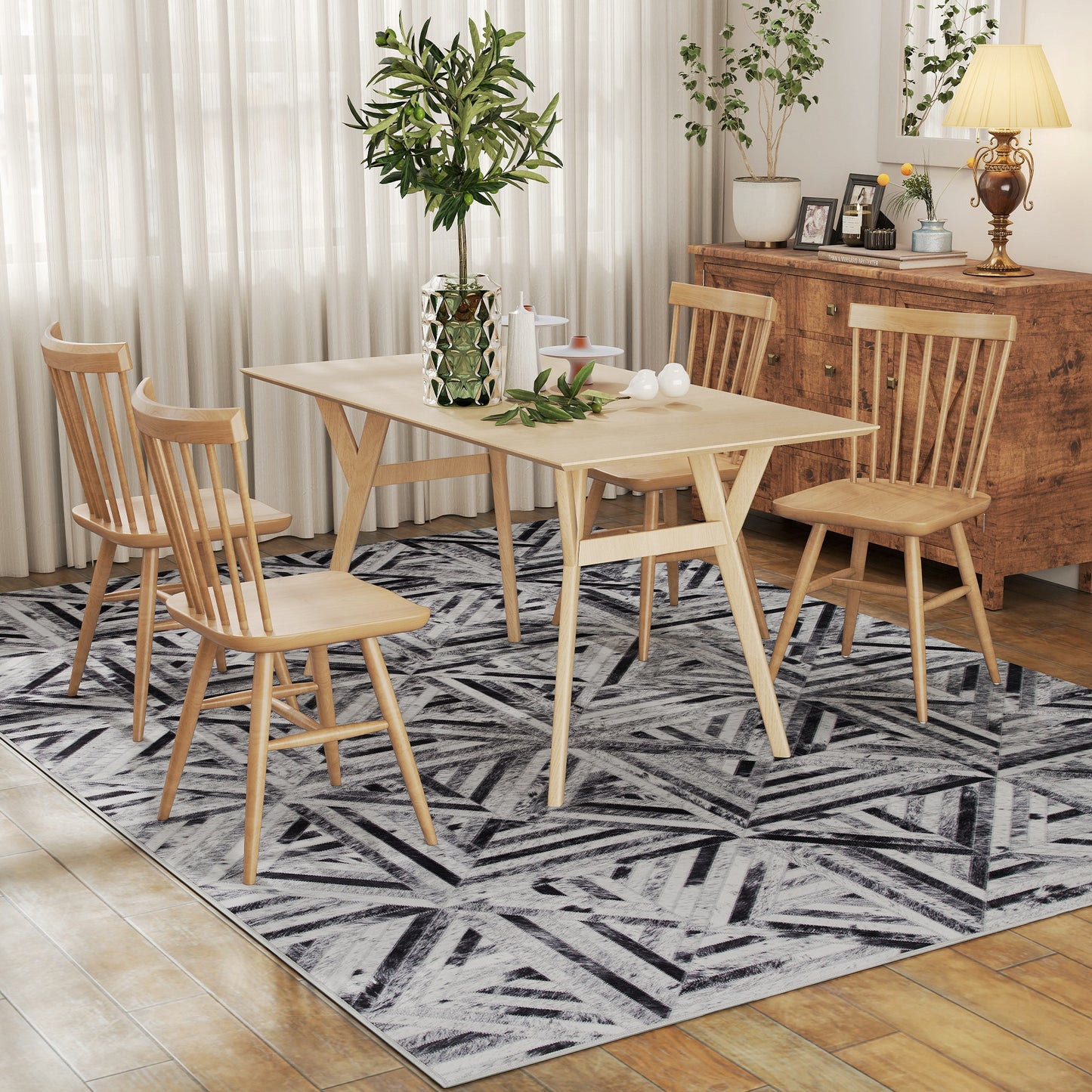 Non-Slip Washable Rug, Chenille Floor Carpet for Living Room, Black