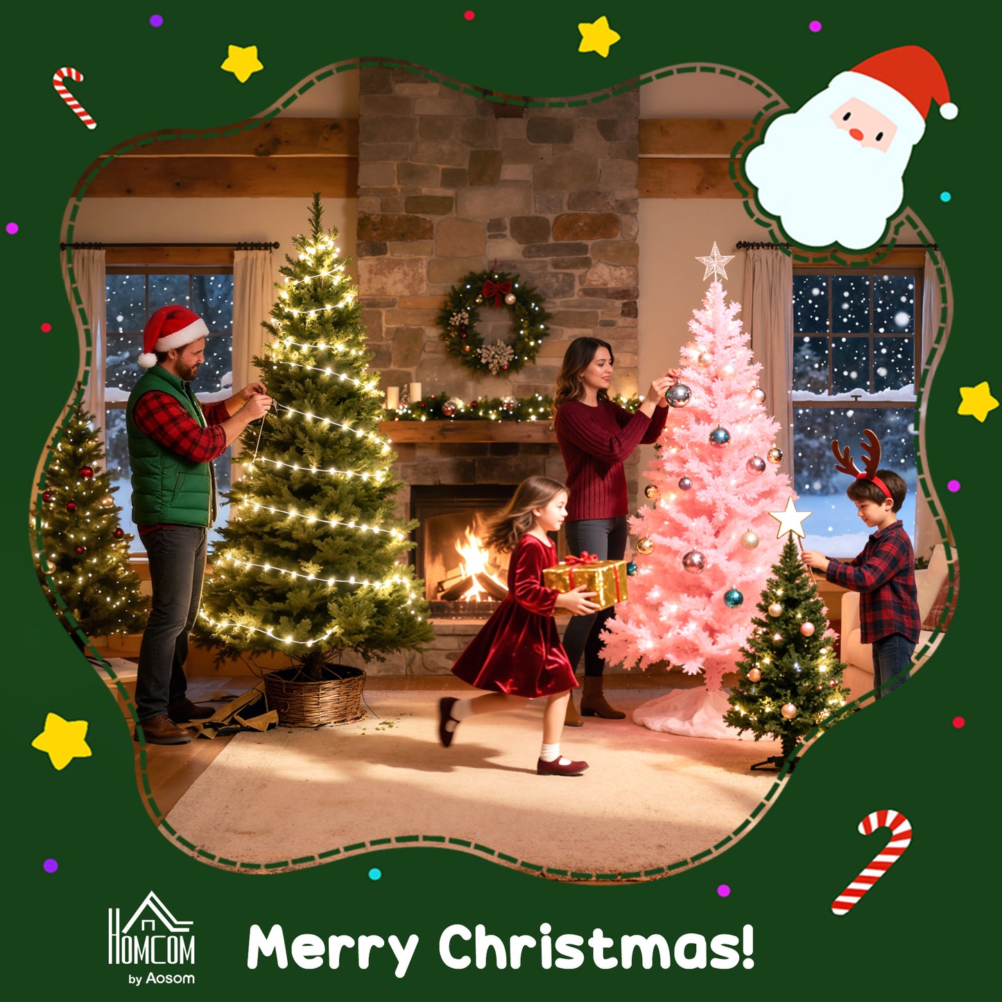 180cm Christmas Tree with Colourful DIY LEDs, Remote, Carolina Pine