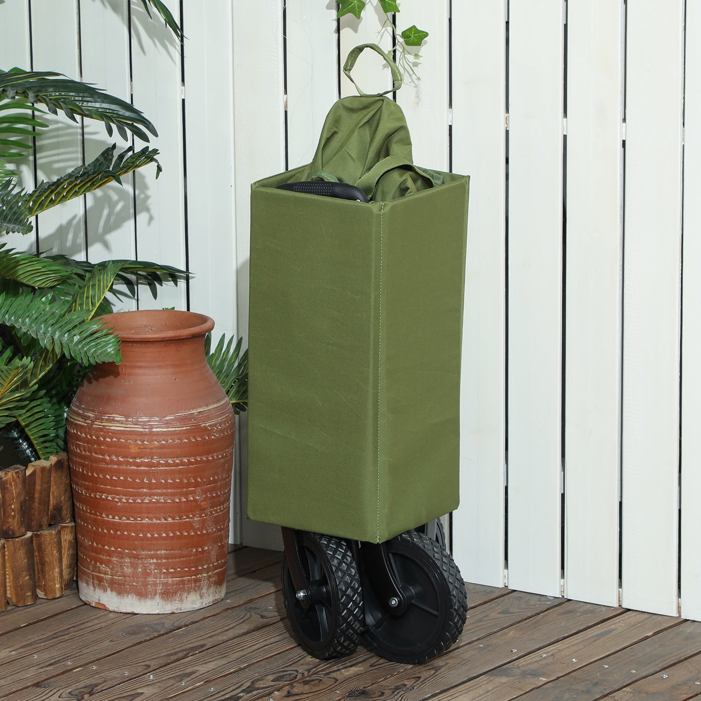 120L Folding Collapsible Wagon with Adjustable Handle, Green