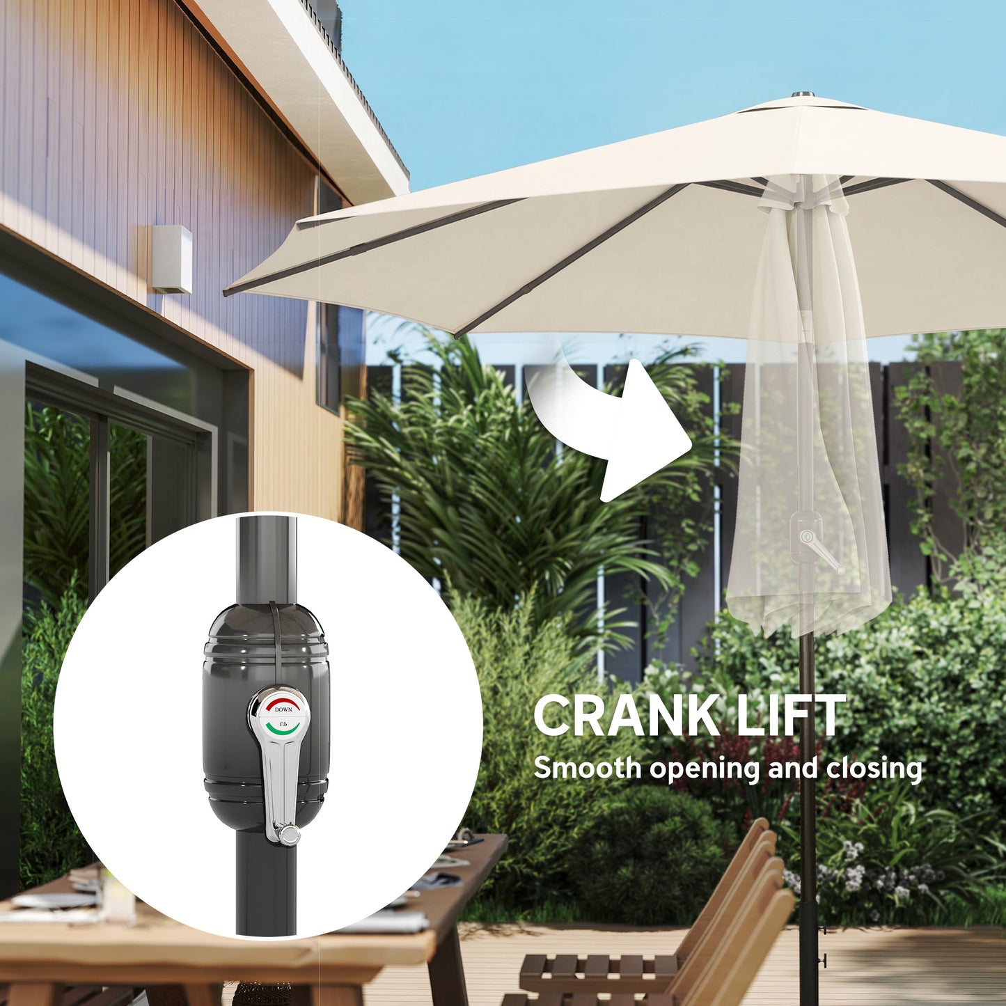 2.7 m Garden Parasol Umbrella with Cross Base, Sandbag, Cream White
