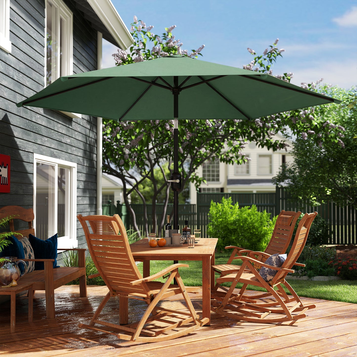 2.6M Garden Parasol Umbrella with Aluminium Pole, Tilt, Crank