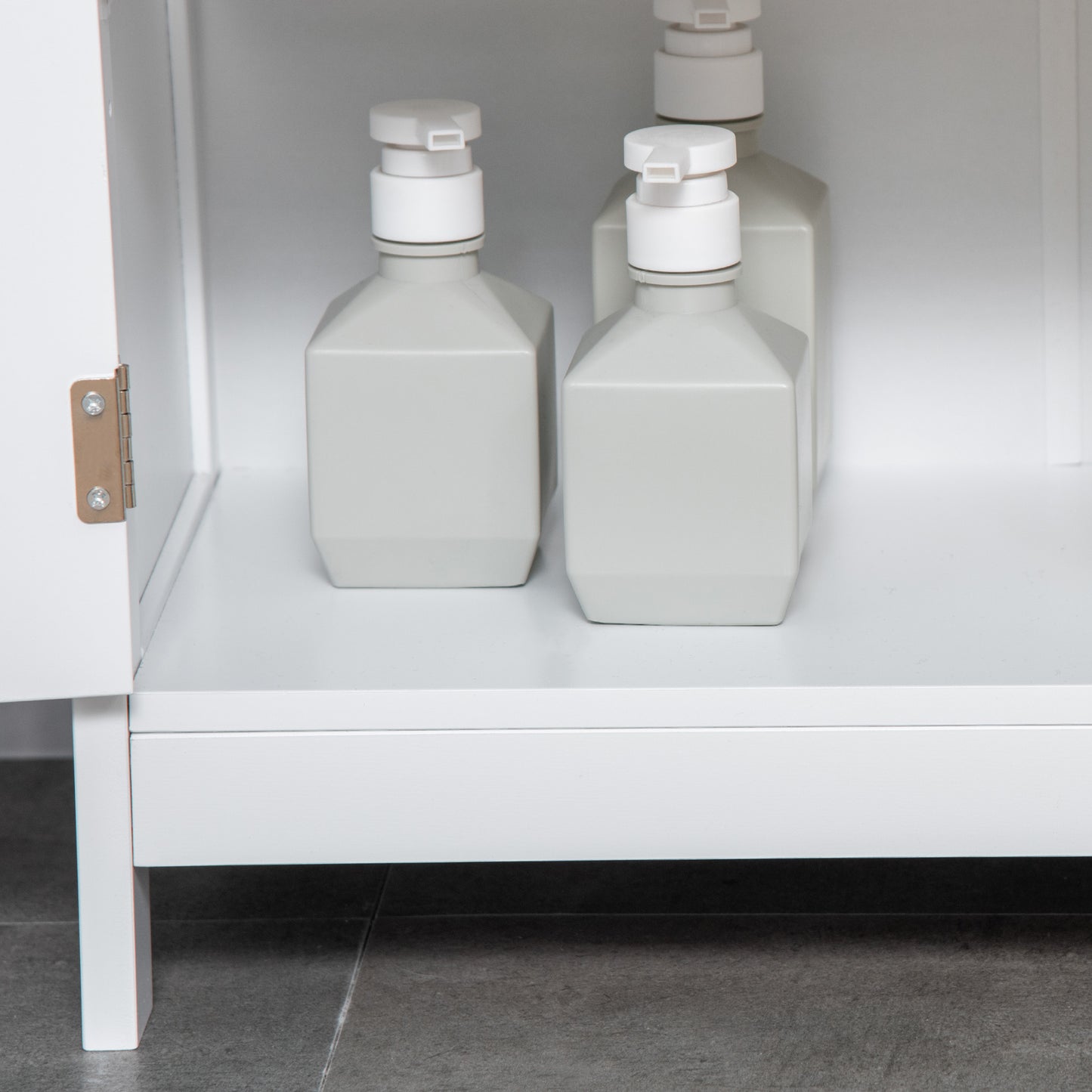 Modern Bathroom Cabinet, Freestanding Floor Cabinet with Storage, White