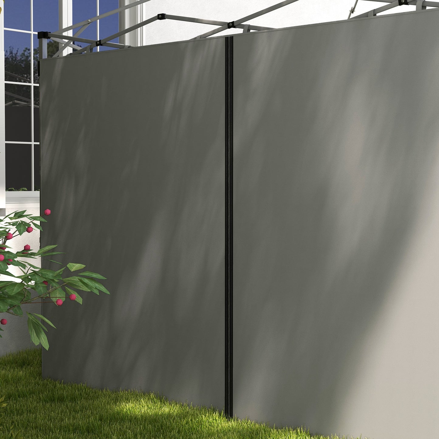 Gazebo Side Panels, 2 Pack Sides Replacement, for 3x3(m) or 3x6m Pop Up Gazebo, with Zipped Doors, Grey