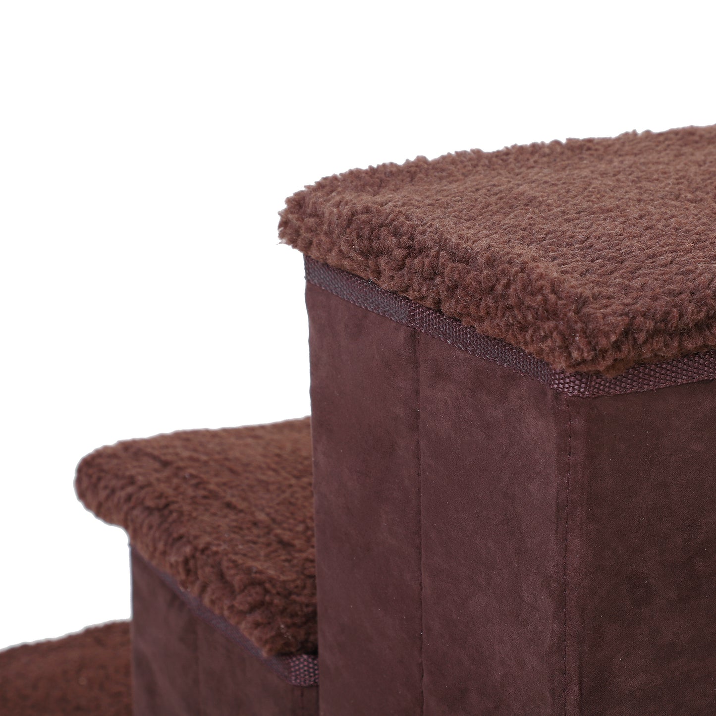 3 Step Pet Stairs Portable Mobility Assistance w/ Washable Cover Brown