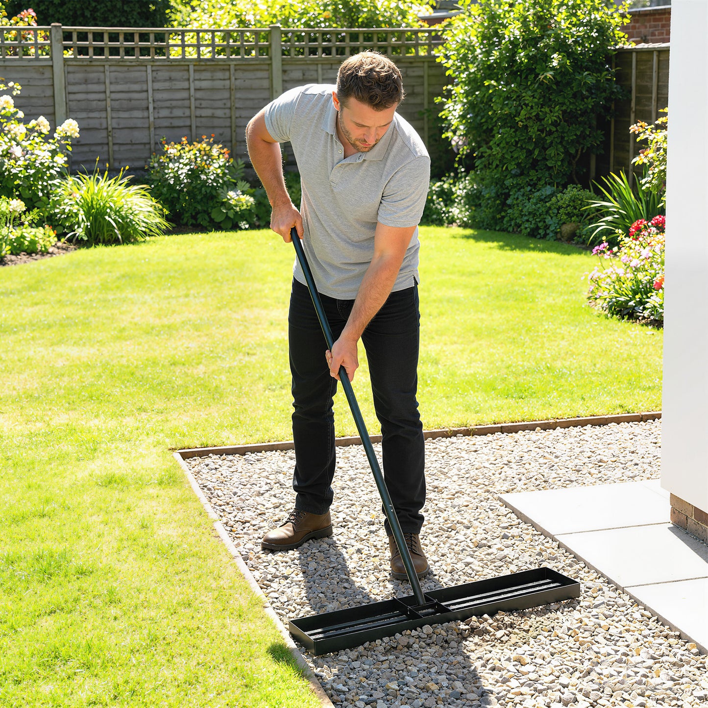 76 x 26 cm Lawn Levelling Rake with 169 cm Handle