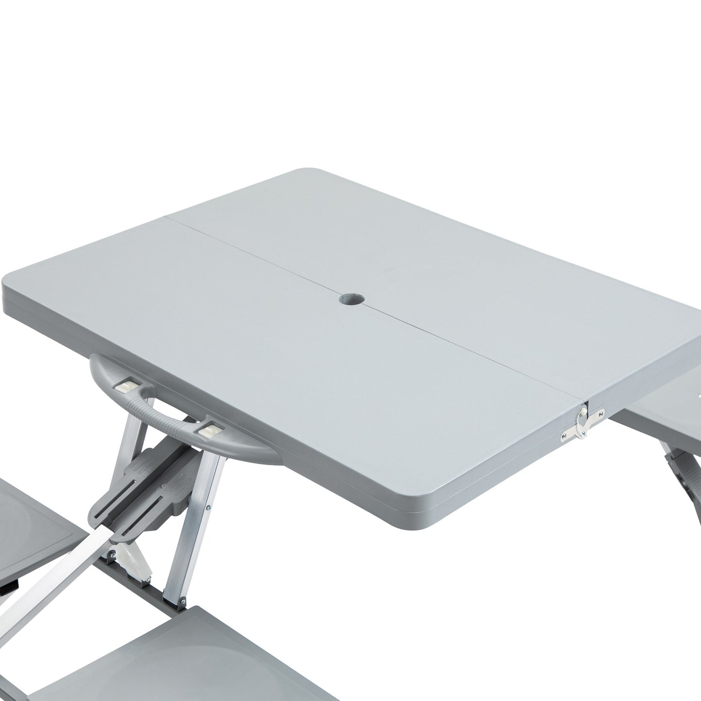 Picnic Table Chair Set 4 Seat Aluminium PP W/ 2.7cm Umbrella Hole