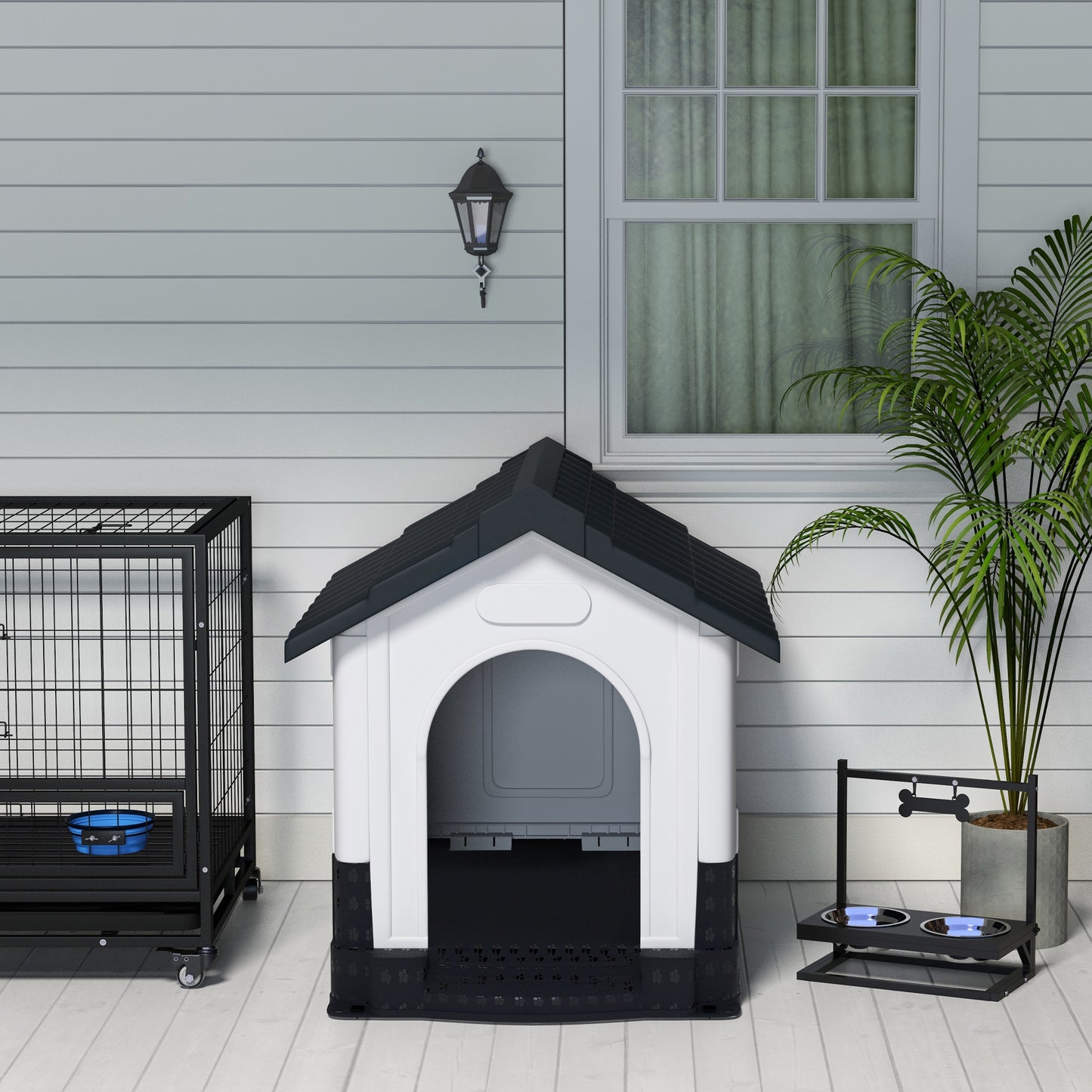 Dog Kennel for Outside, for M and L Dogs, 101 x 88 x 99cm, Grey