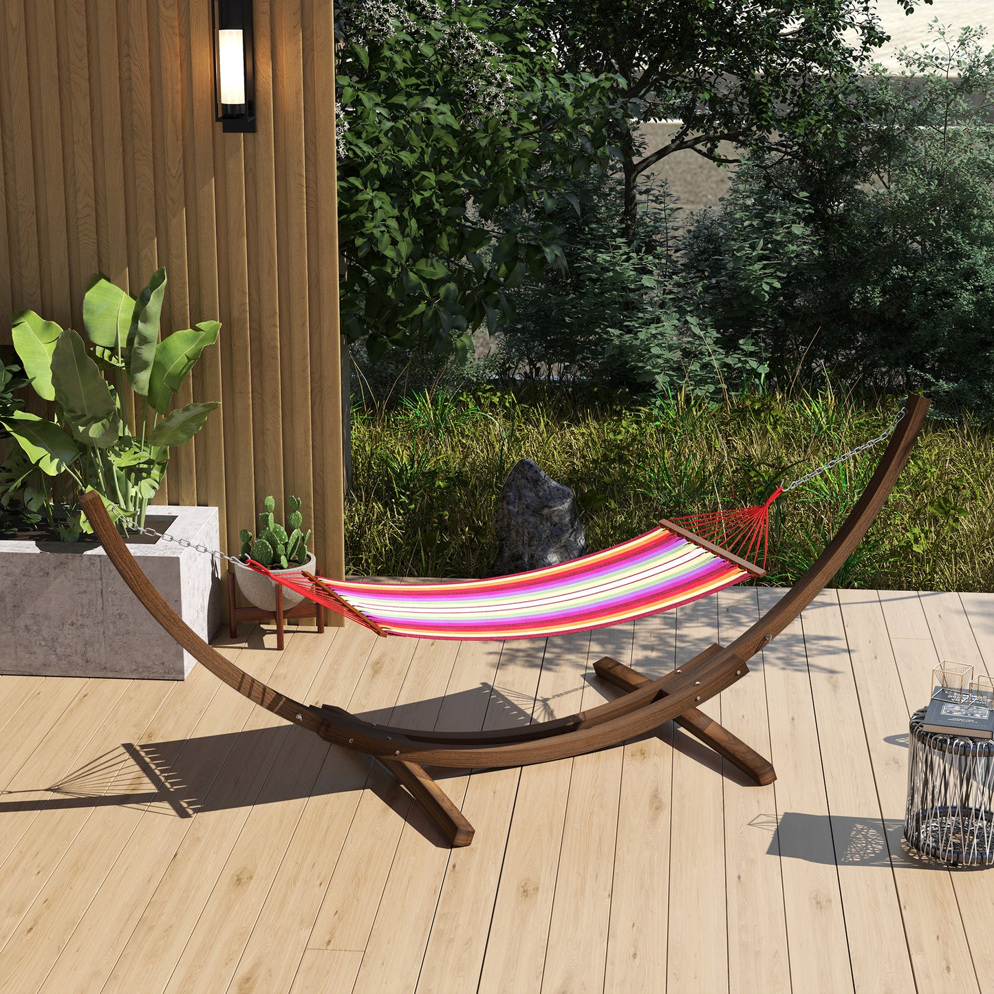 3(m) Wooden Hammock Stand for Garden, Patio, Brown