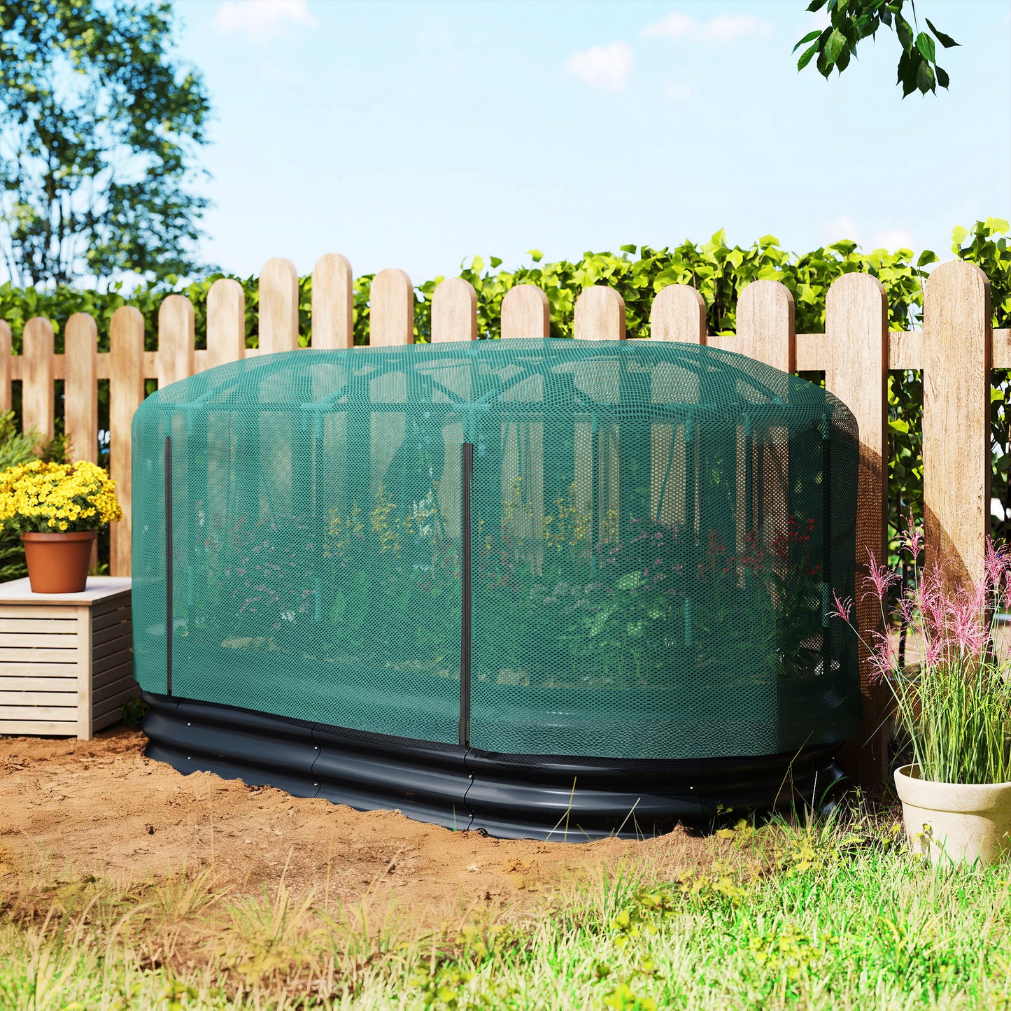 Raised Garden Bed with Self Watering System, Outdoor Planter Grey
