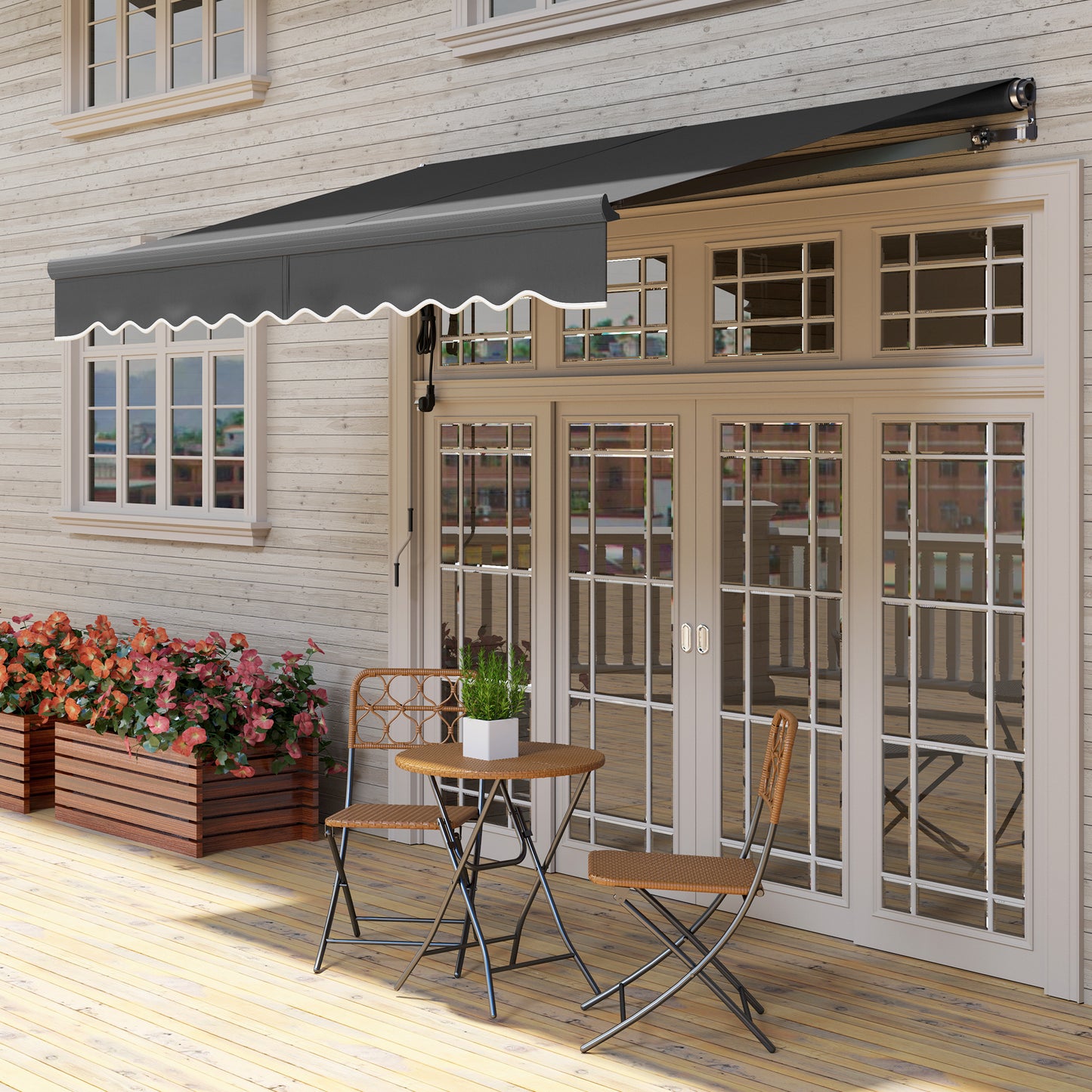 3 x 2.5m Electric Retractable Awning w/ Aluminium Frame Dark Grey