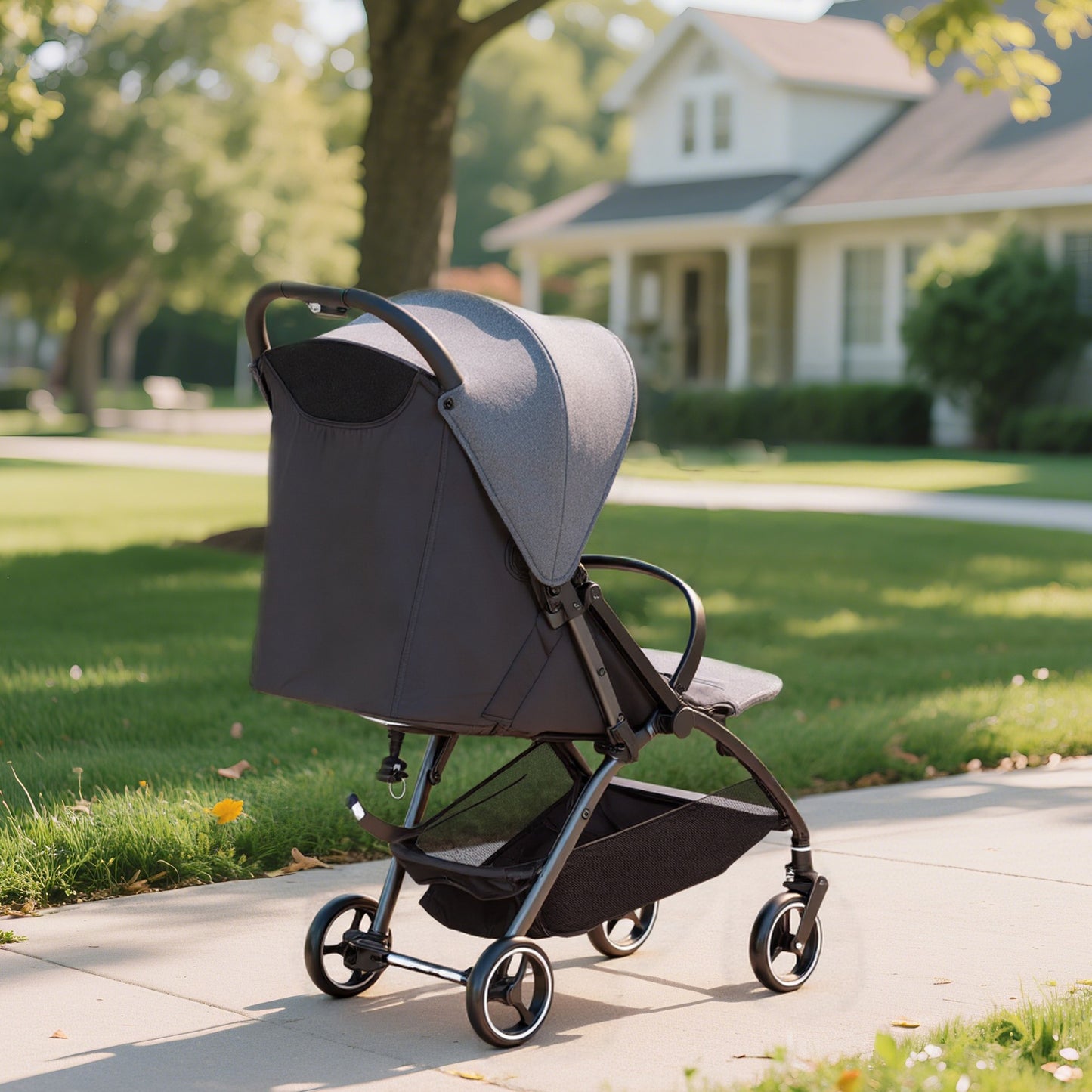 Travel Stroller with Easy Folding, Lightweight Pushchair Dark Grey