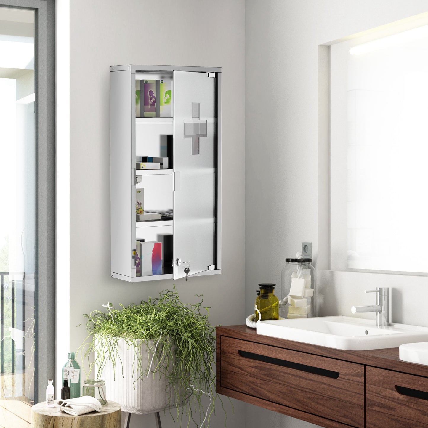 Medicine Cabinet Houseware Stainless Steel Medicine Cabinet Glass Door