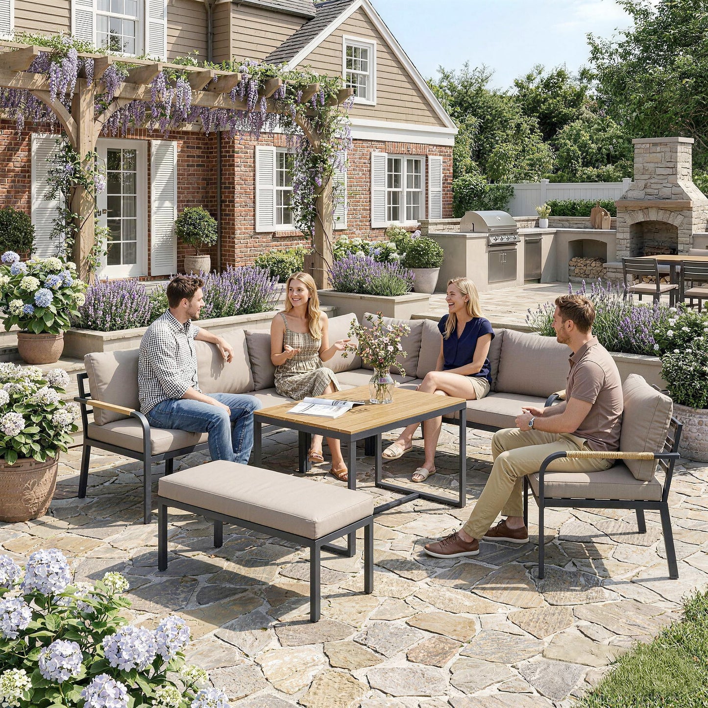 7 Seater Garden Furniture Set, Outdoor Furniture Conversation Sets