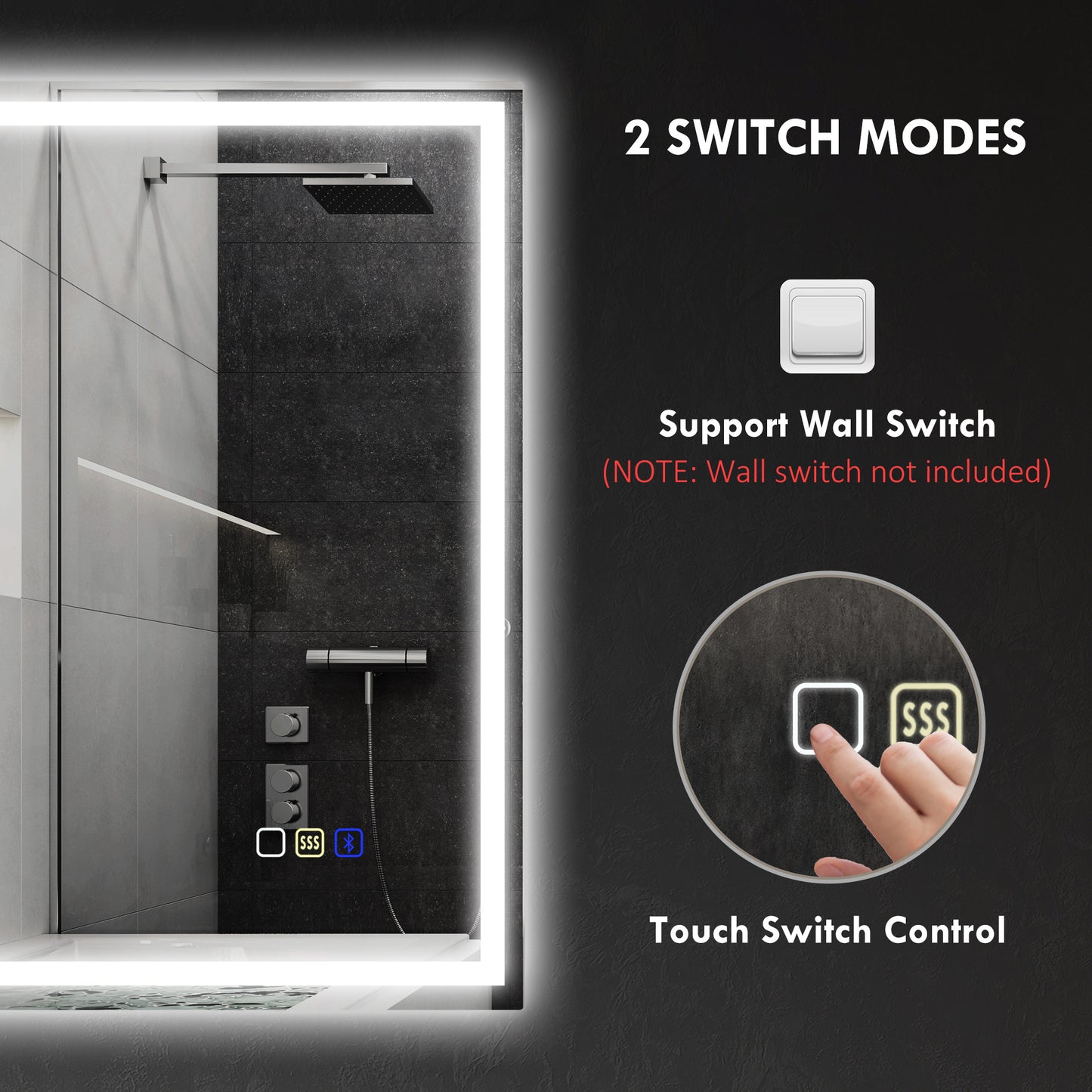 500 x 700 mm Bathroom Mirror with Bluetooth Lights Demister Pad