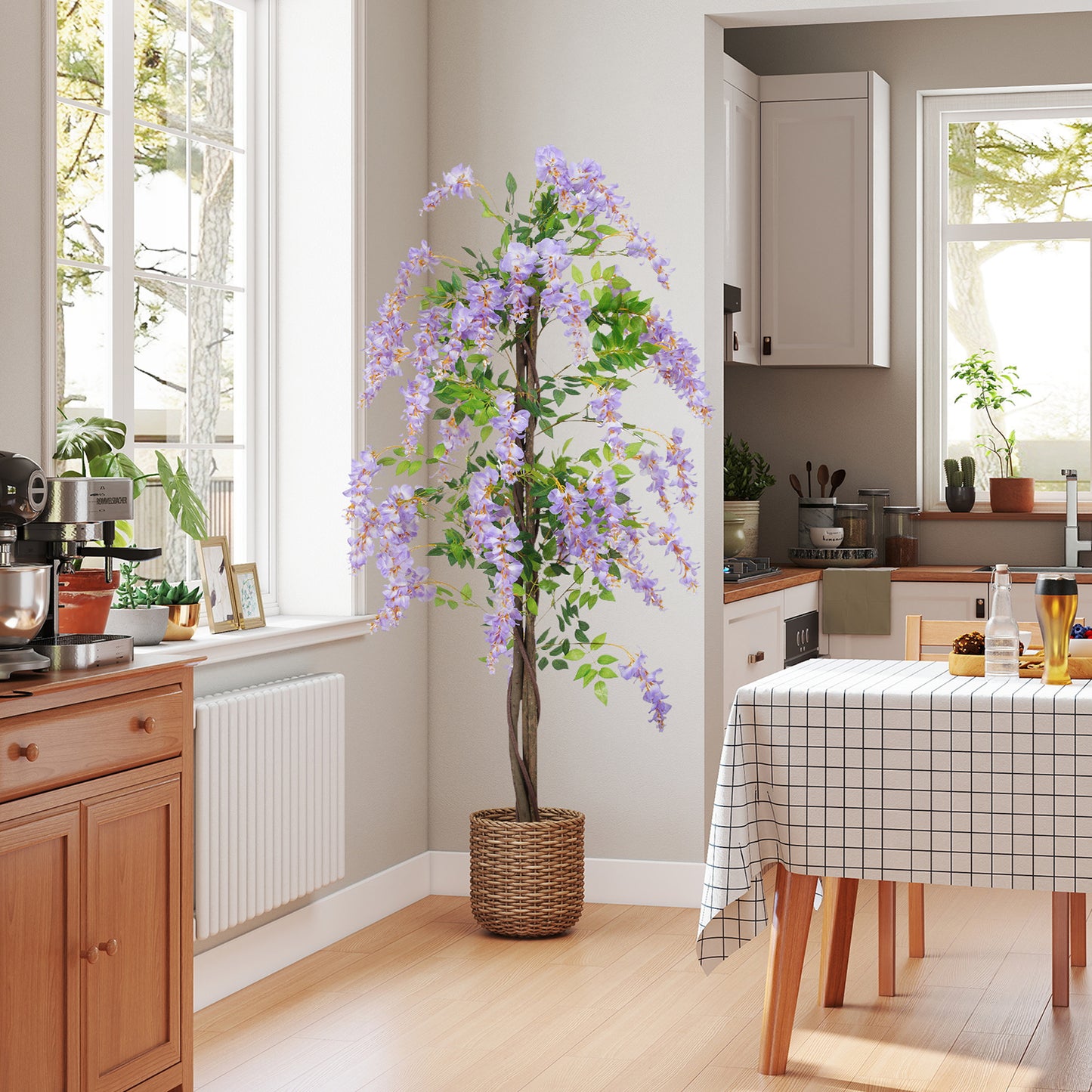 Artificial Wisteria Flower with 756 Leaves and 54 Flowers, Purple
