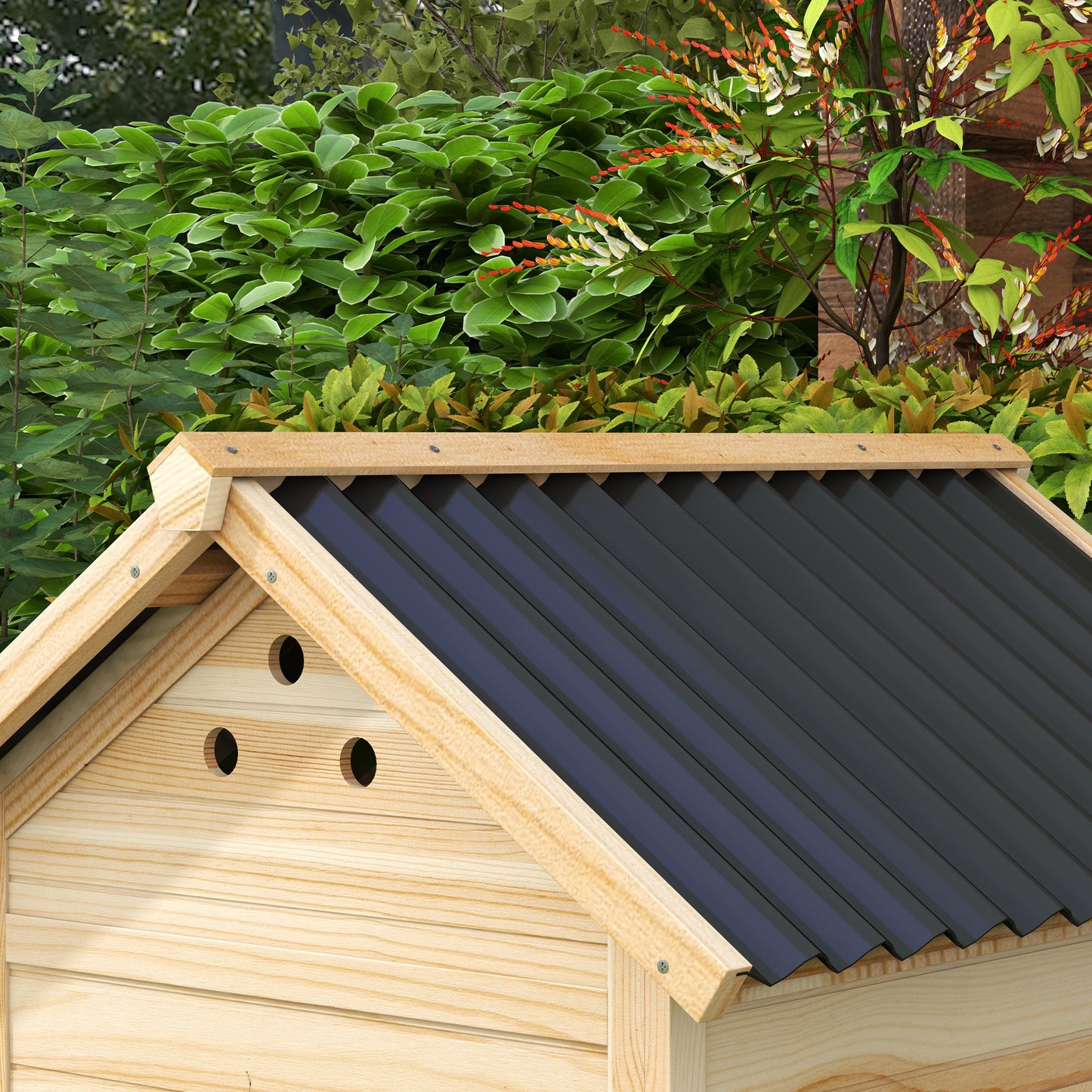 Wooden Duck House, Poultry Coop with Double Doors, Openable Roof