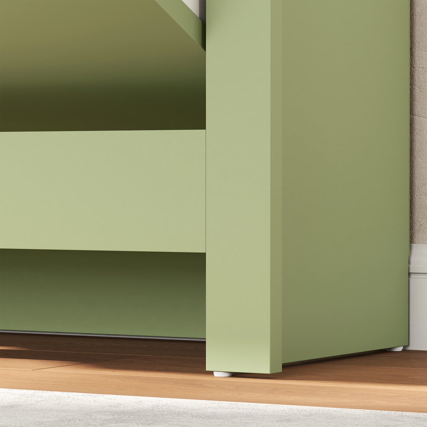 12-Shoe Storage Cabinet 4 Shelves 2 Drawers Tabletop Green