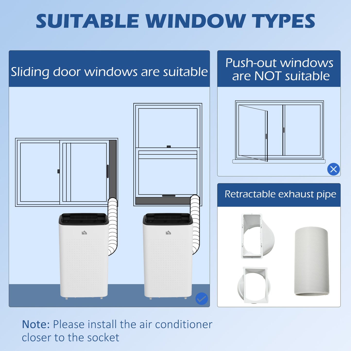 12,000 BTU Mobile Air Conditioner for Room up to 26m², Smart Home WiFi Compatible, with Dehumidifier, Fan, 24H Timer