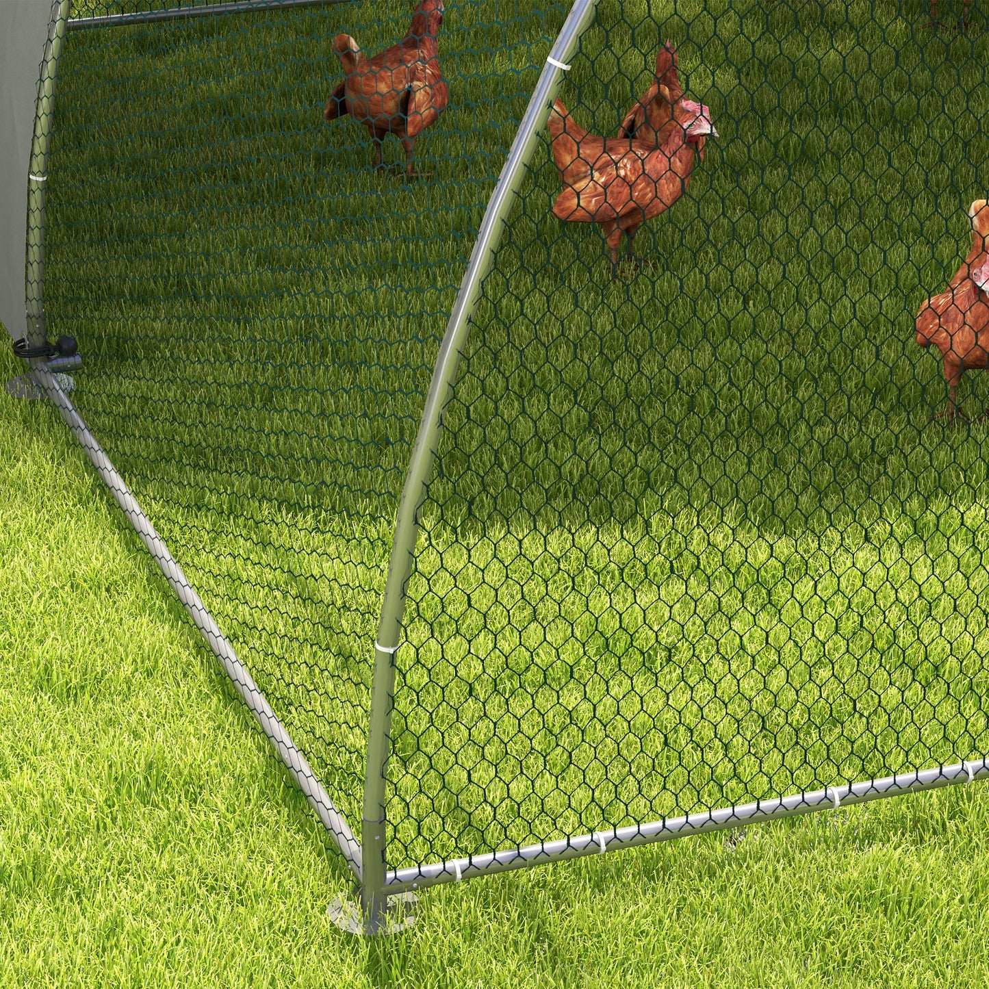 Walk-In Chicken Run w/ Cover, for 8-12 Chickens, 3 x 3.8 x 2.2m