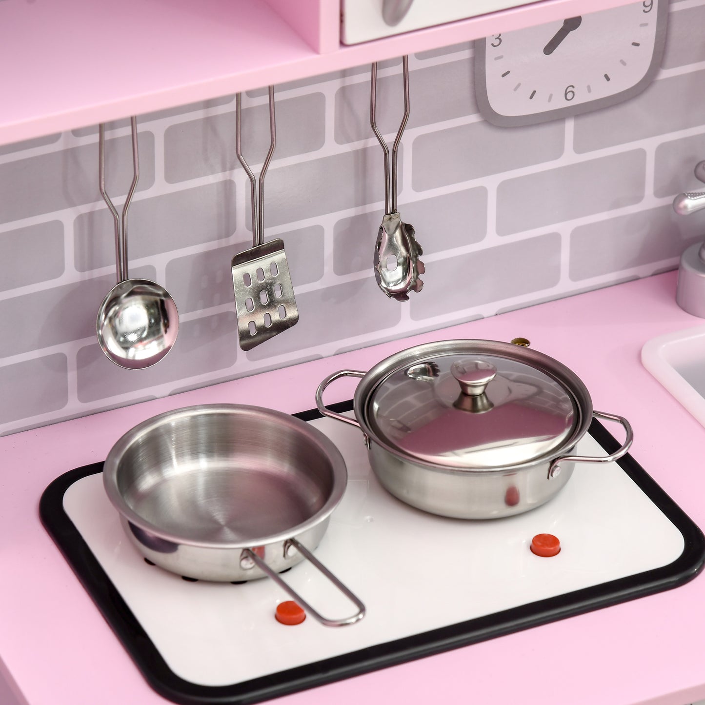Kitchen Set for Kids W/ Lights Sounds, Microwave, Sink, for Aged 3-6