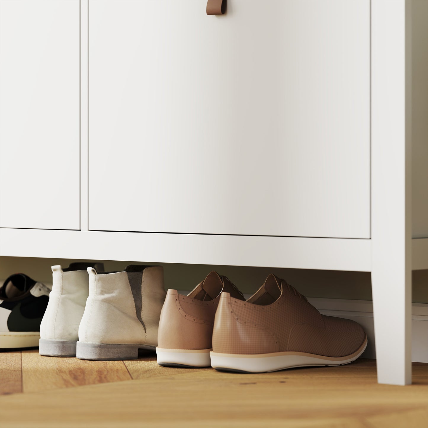 4 Drawer Shoe Cabinet with Flip Doors for Hallway, Entryway, White