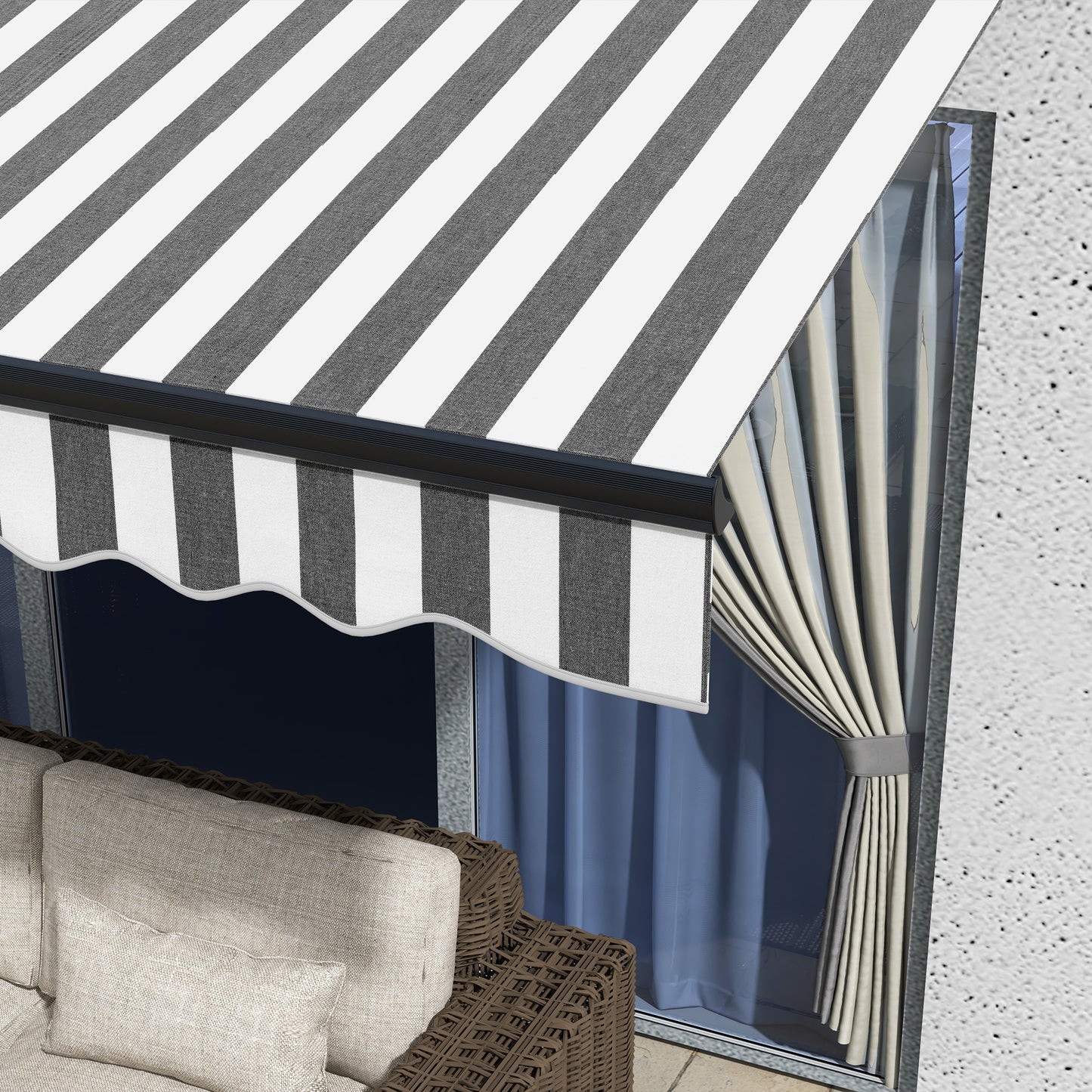 3 x 2m Electric Retractable Awning, Aluminium Frame, Grey & White
