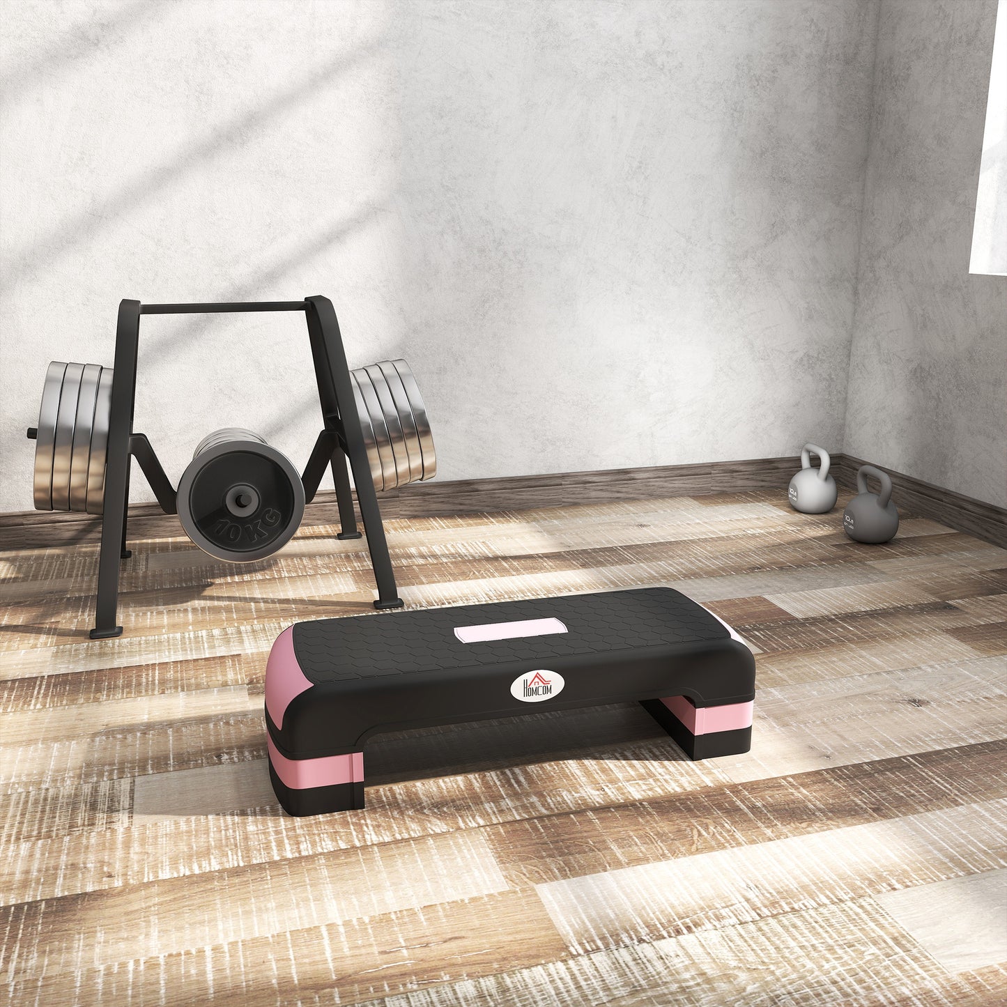 Aerobic Step Three-Level Adjustable Exercise Stepper, Black and Pink