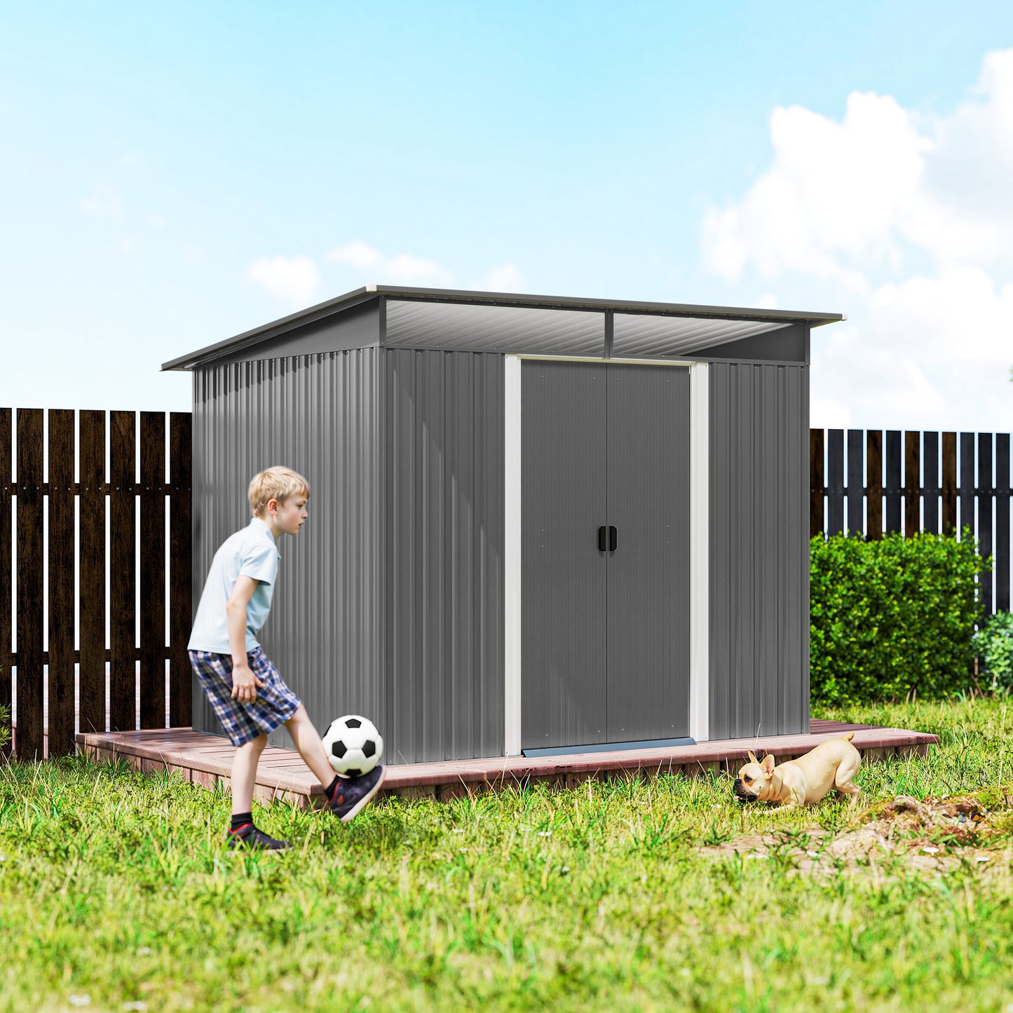 Garden Shed Outdoor Storage Tool Organiser w/ Double Sliding Door
