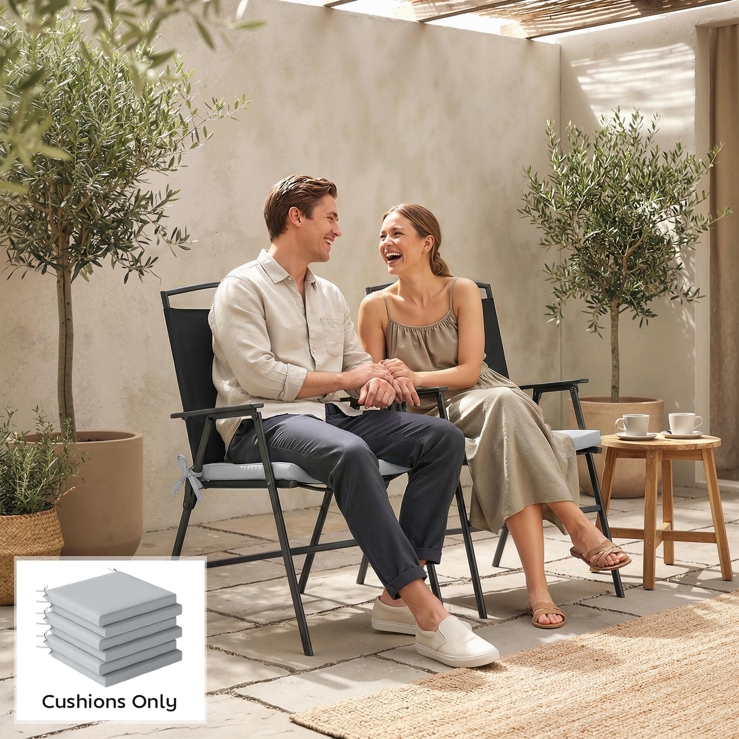 Seat Cushions with Machine Washable Cover Light Grey