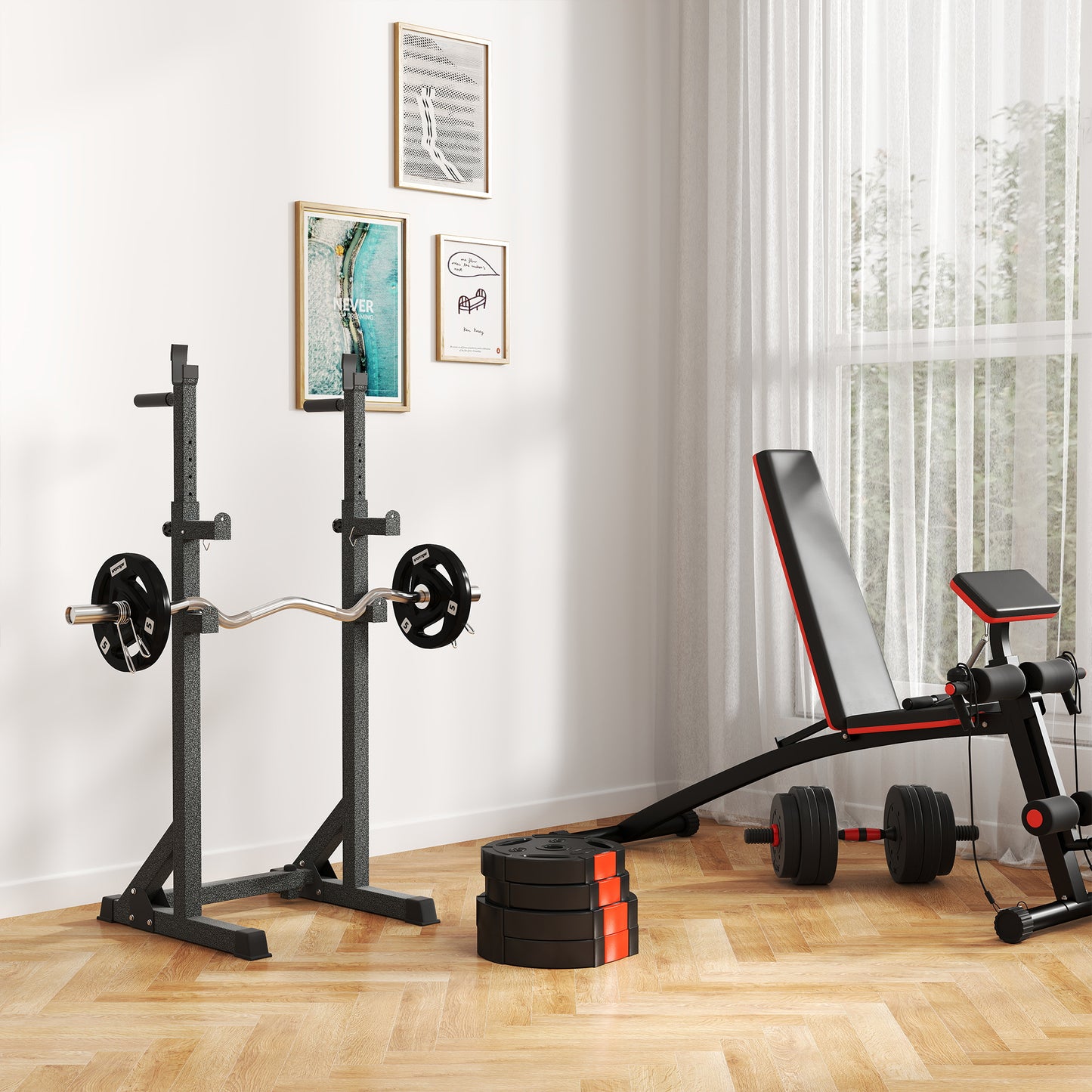 Olympic Weight Plates Set for Home Gym, 2 x 10kg, 2 x 5kg, Black