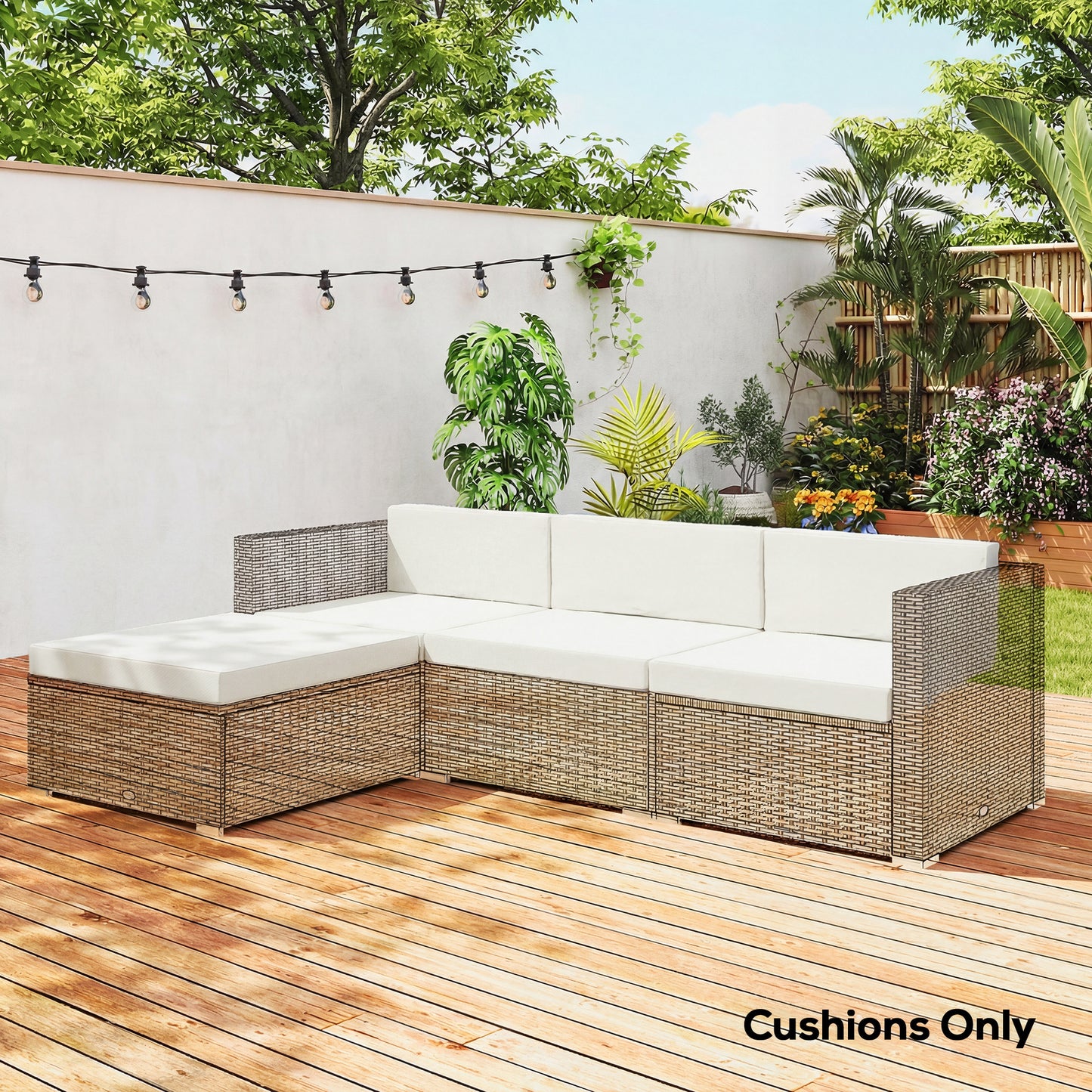 7-Piece Patio Furniture Cushions Water-Repellent 60x60cm, Cream