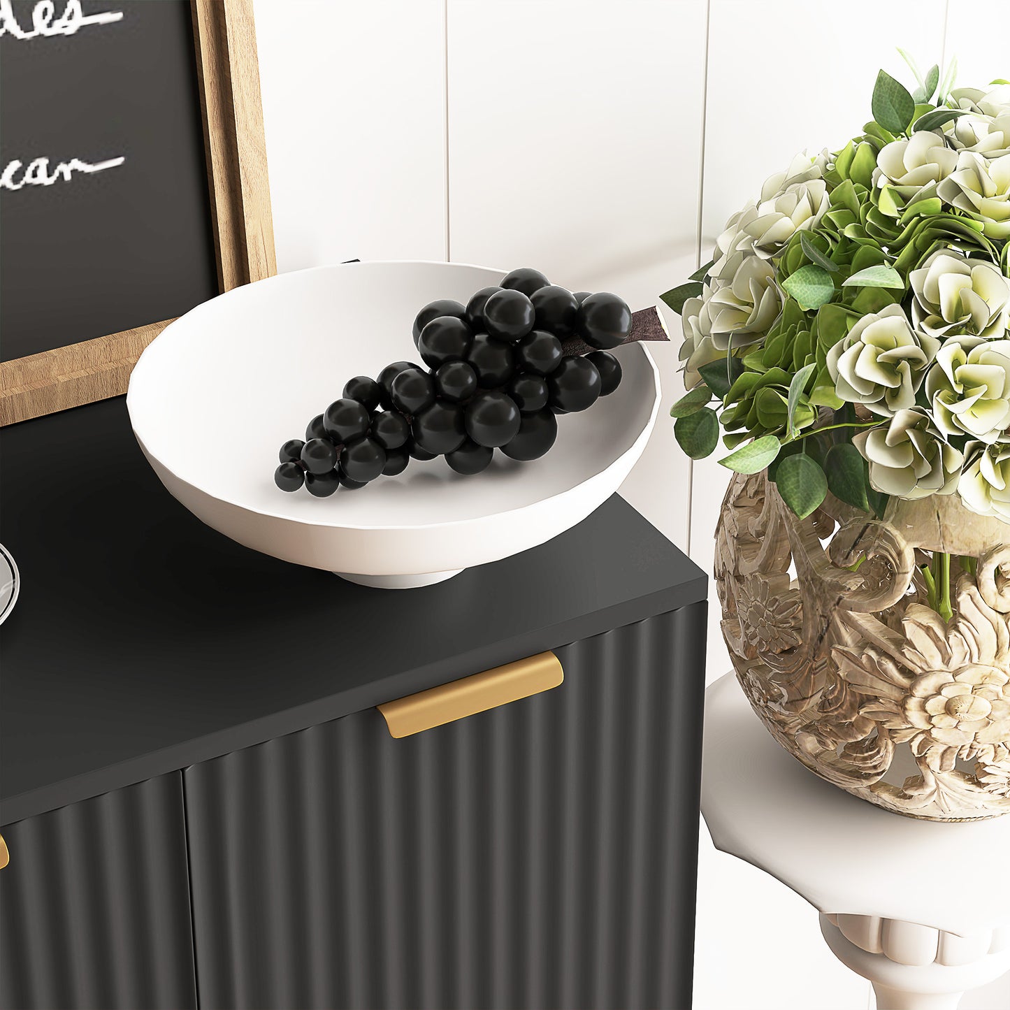 Sideboard Buffet Cabinet with Adjustable Shelves, Black