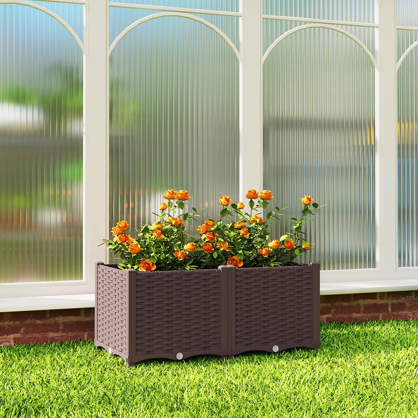 Plastic Raised Garden Bed with Legs and Drainage Holes and Plugs